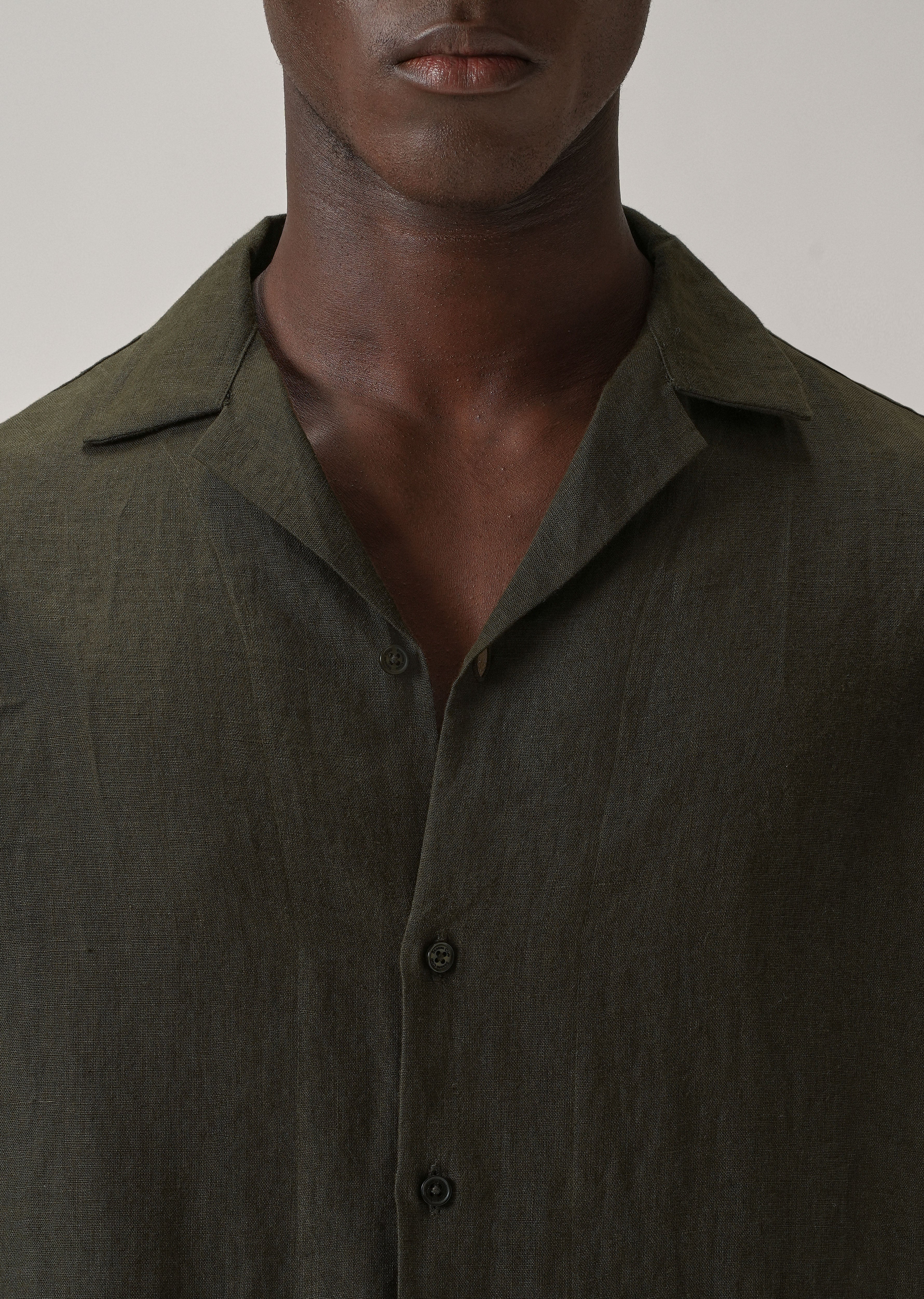 100% Pure Irish Dark Olive Linen Shirt - Image 6