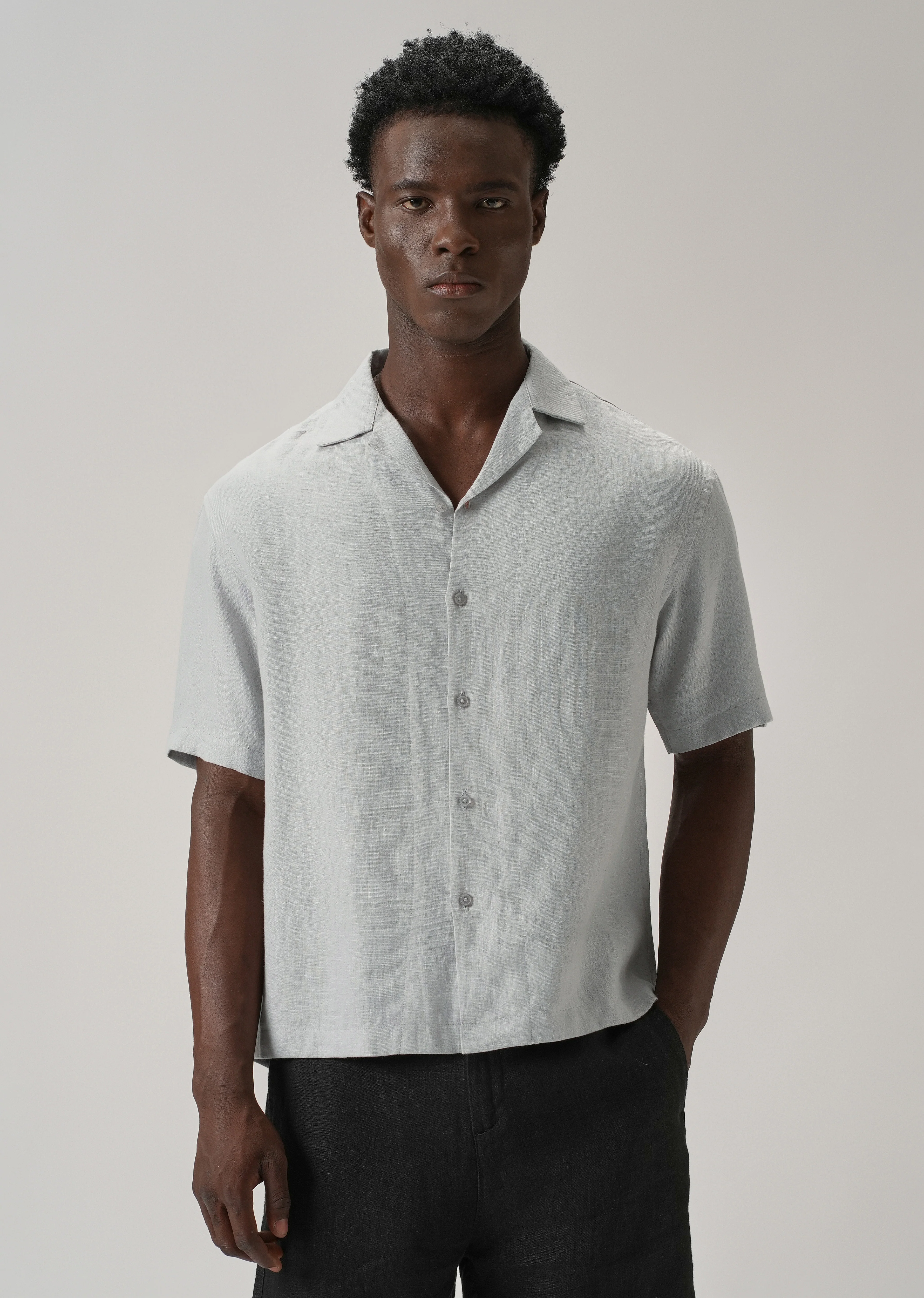 100% Pure Irish Grey Linen Shirt - Image 4