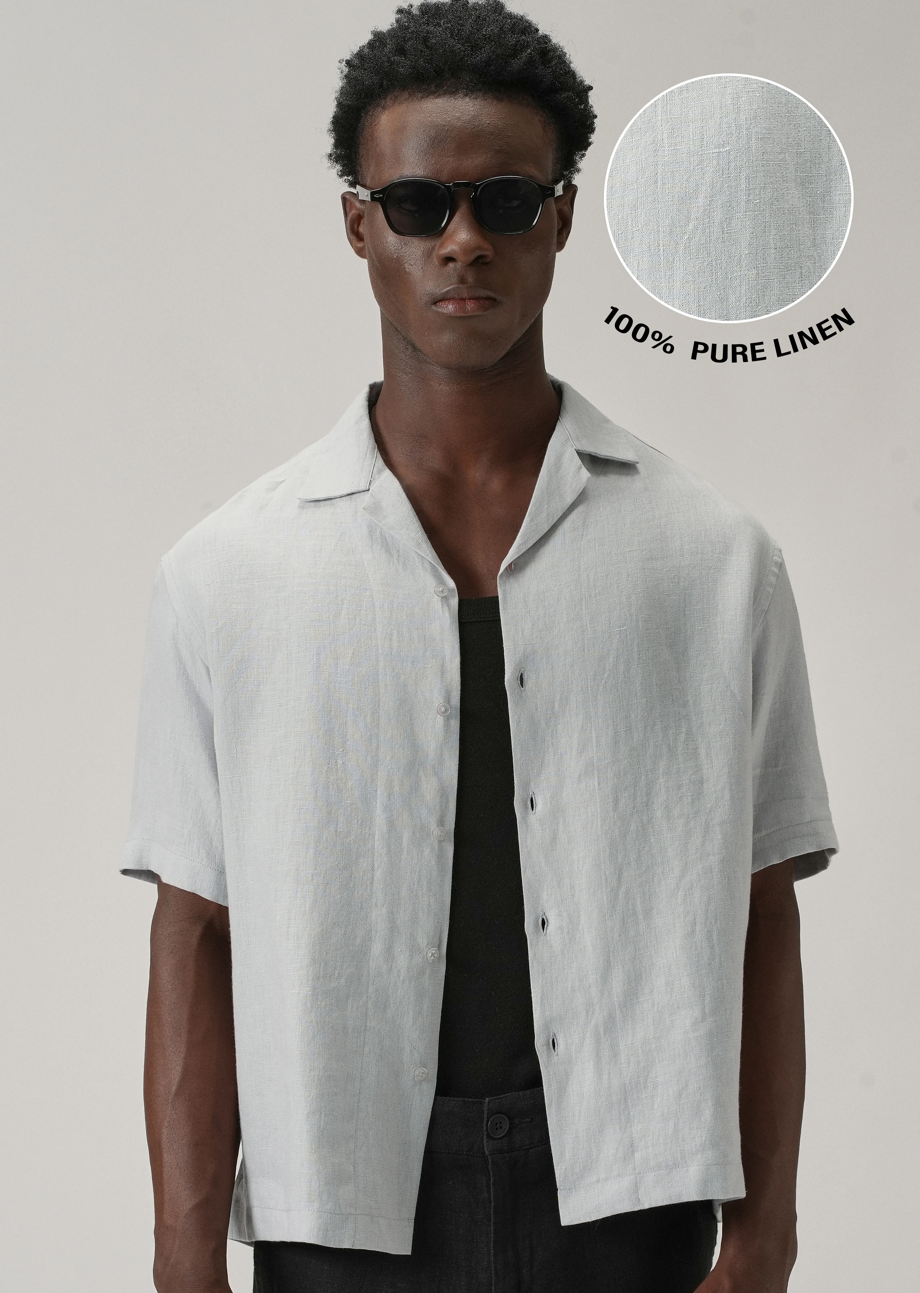 100% Pure Irish Grey Linen Shirt - Image 8