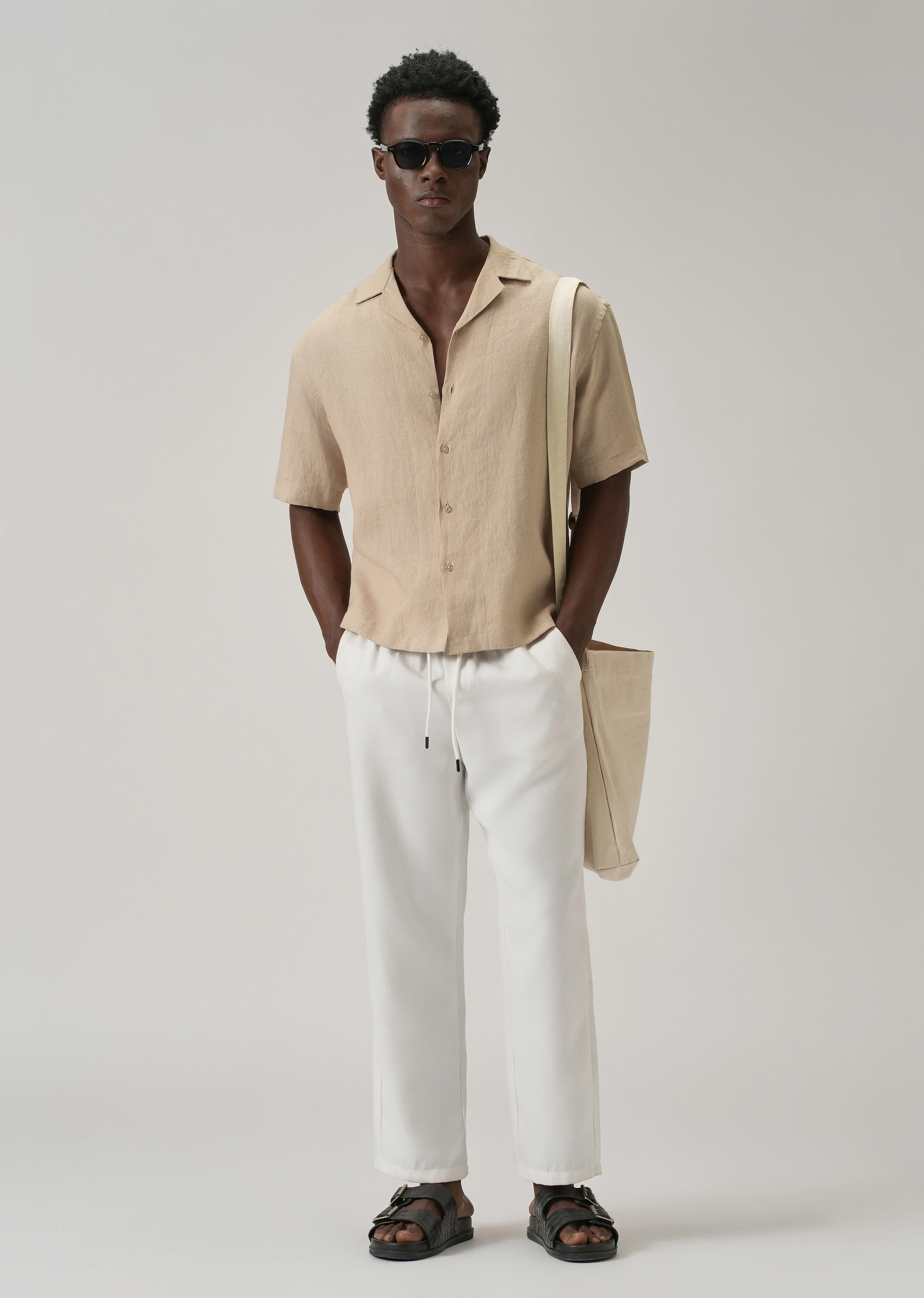 100% Pure Irish Tan Beige Linen Shirt - Image 7