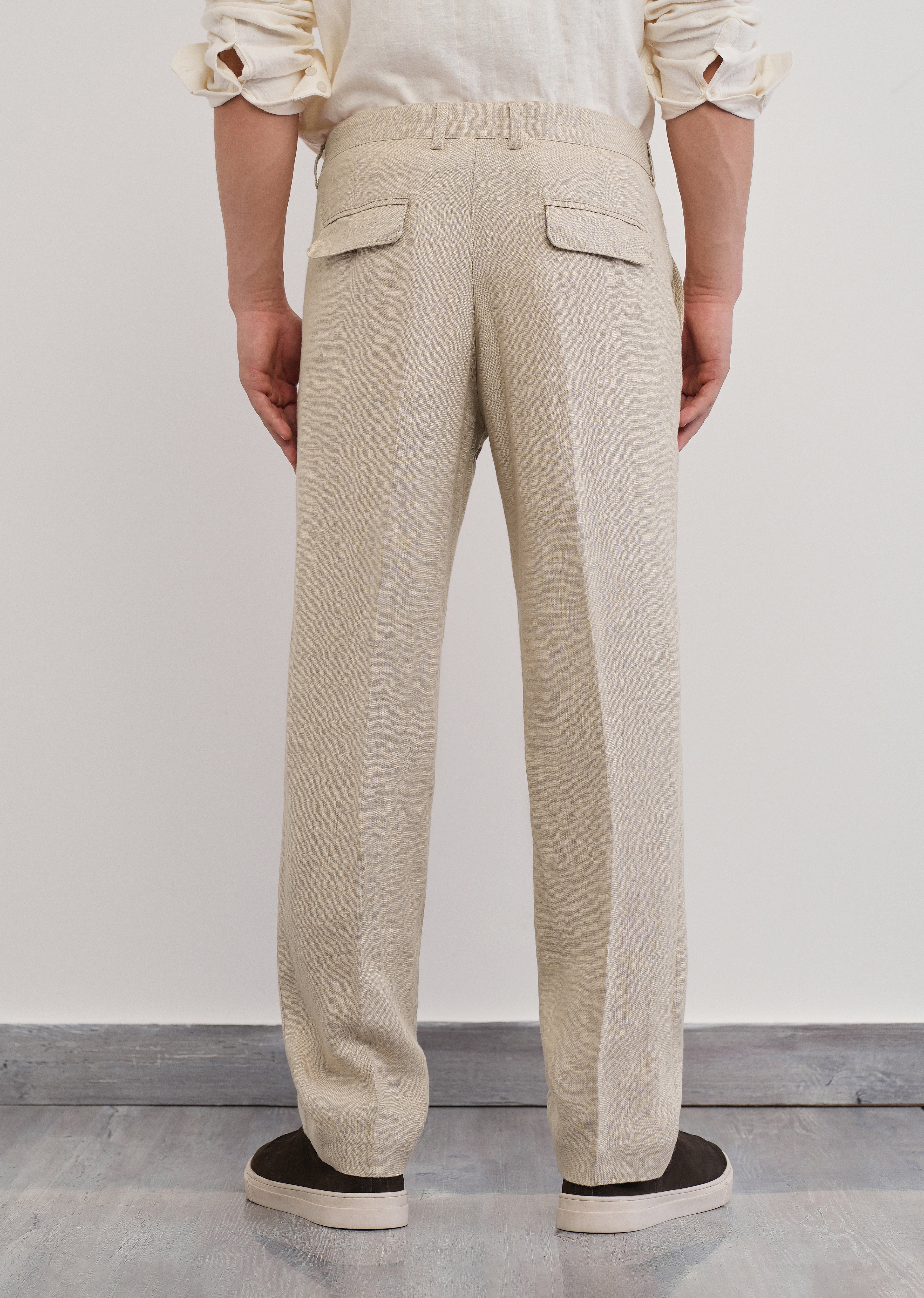 100% Pure Linen Beige Pant - Image 2