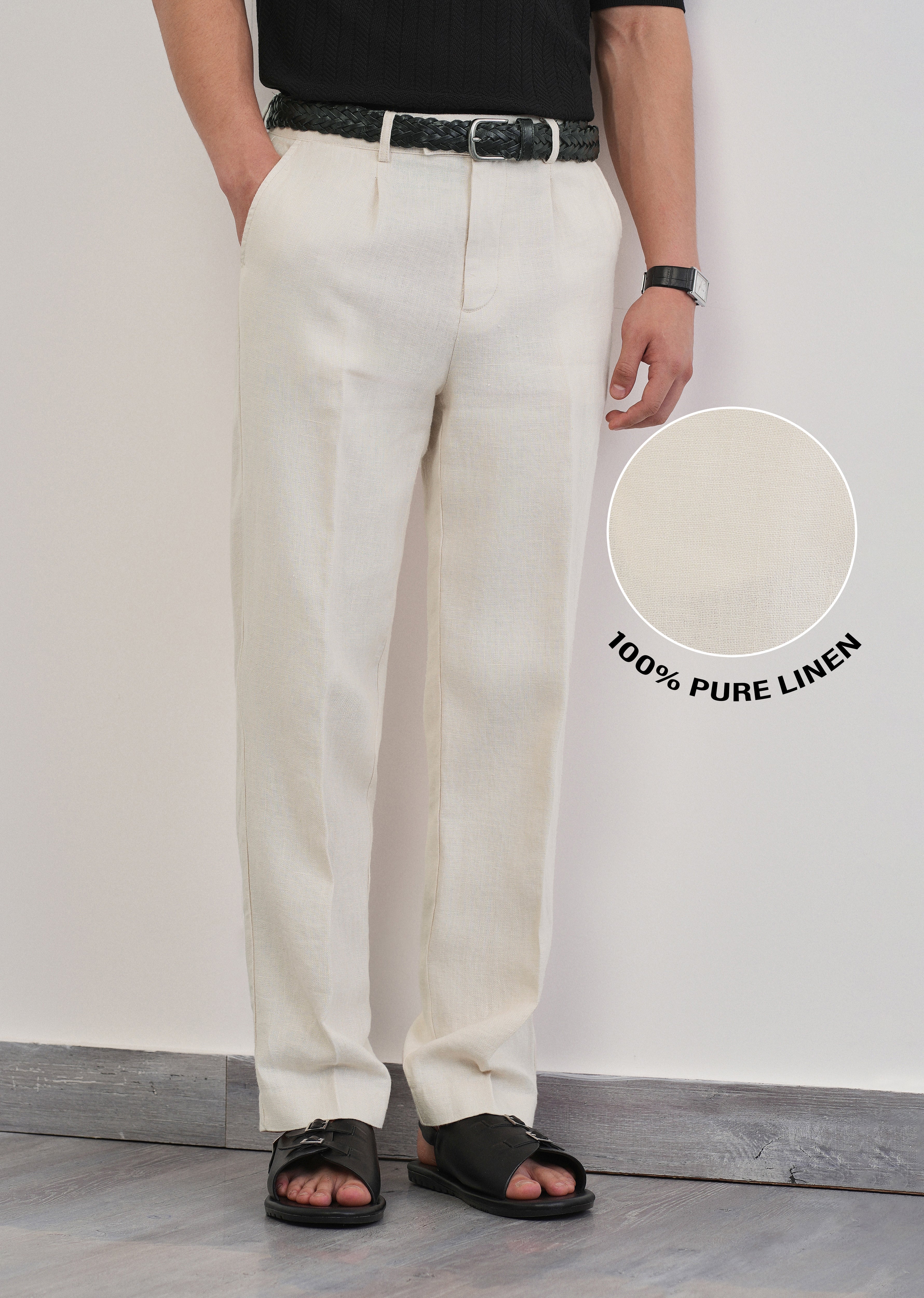 100% Pure Linen Ivory Pant - Image 8