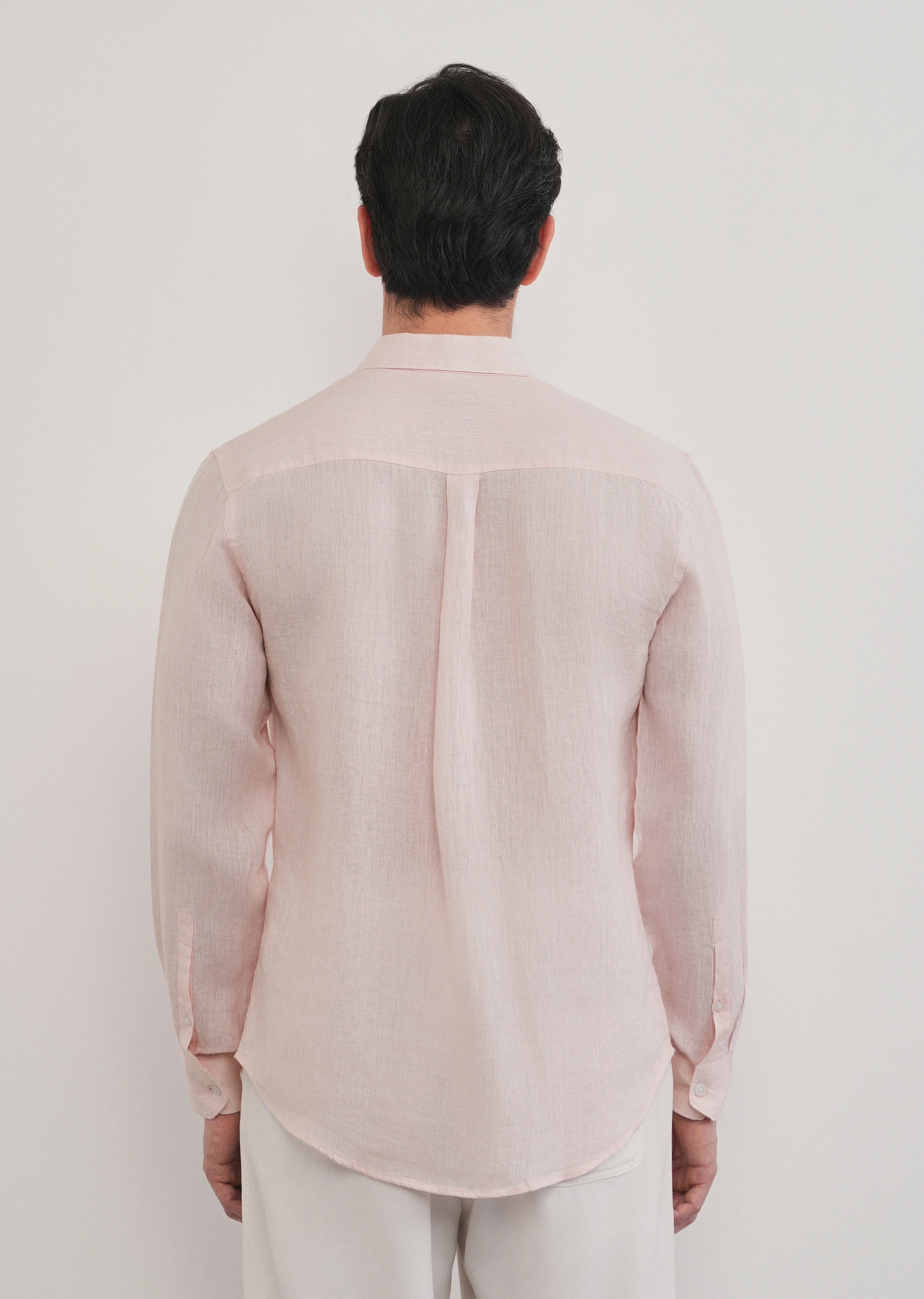 100% Pure Linen Pastel Pink Shirt - Image 2