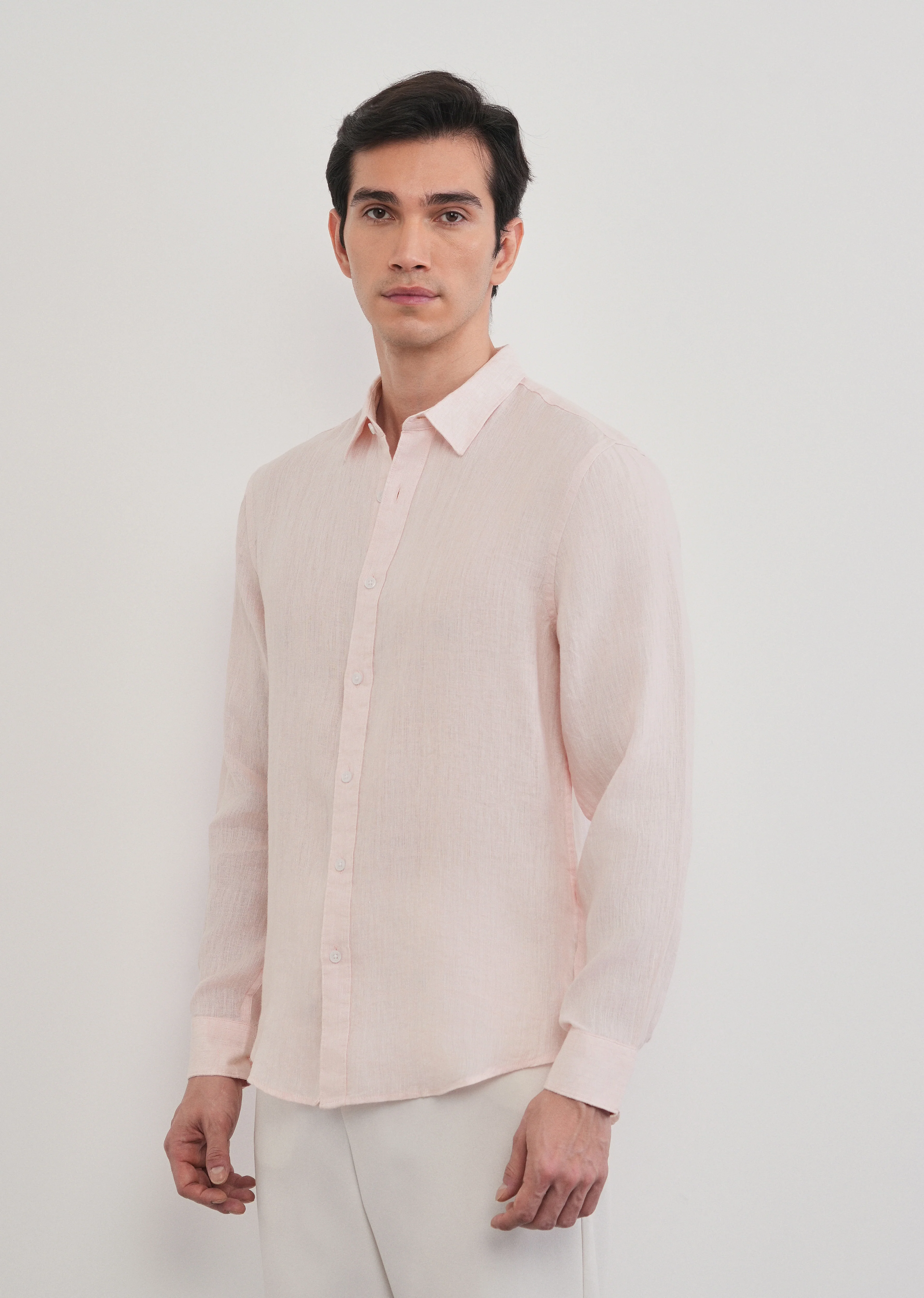 100% Pure Linen Pastel Pink Shirt - Image 4