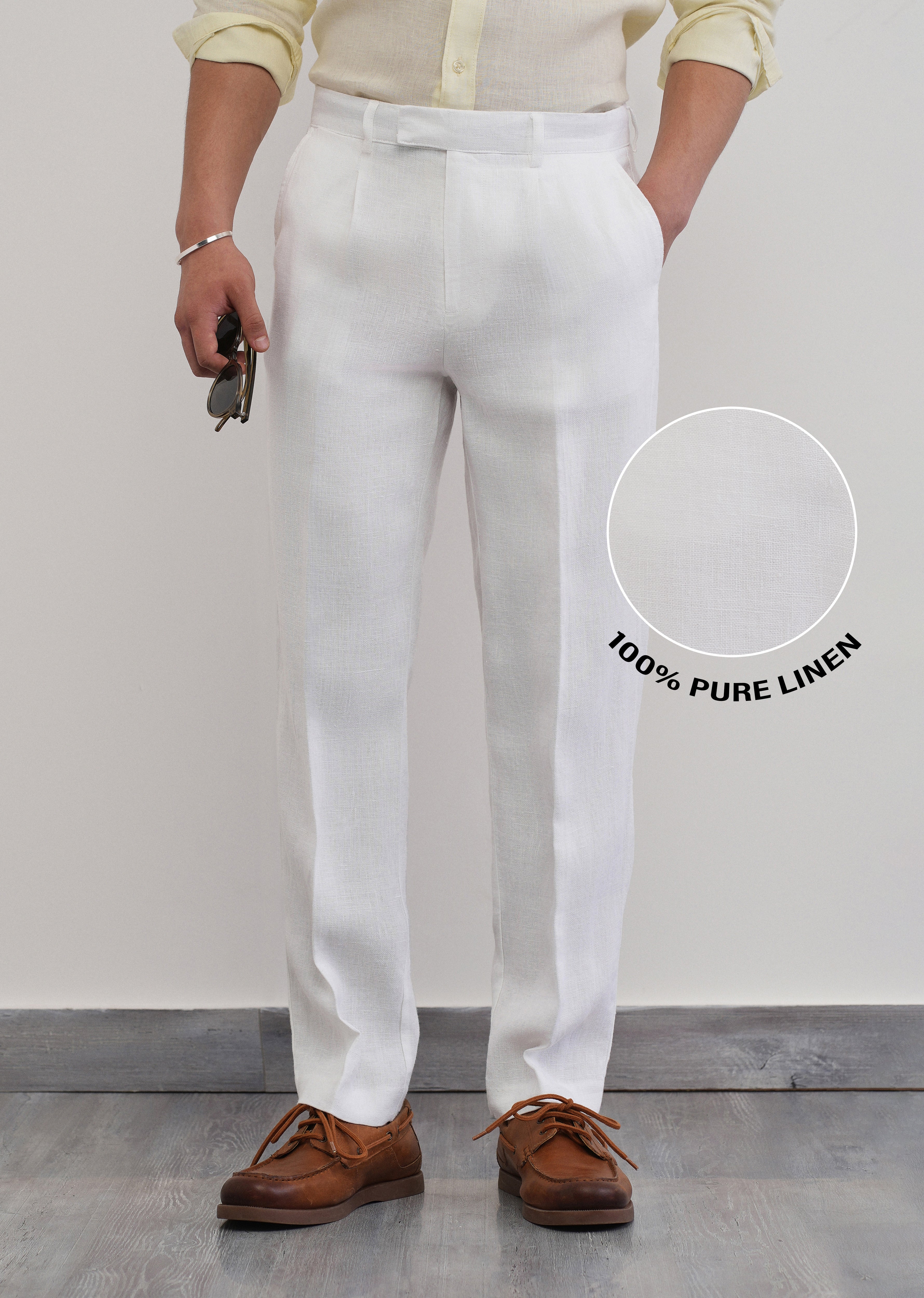 100% Pure Linen White Pant - Image 8