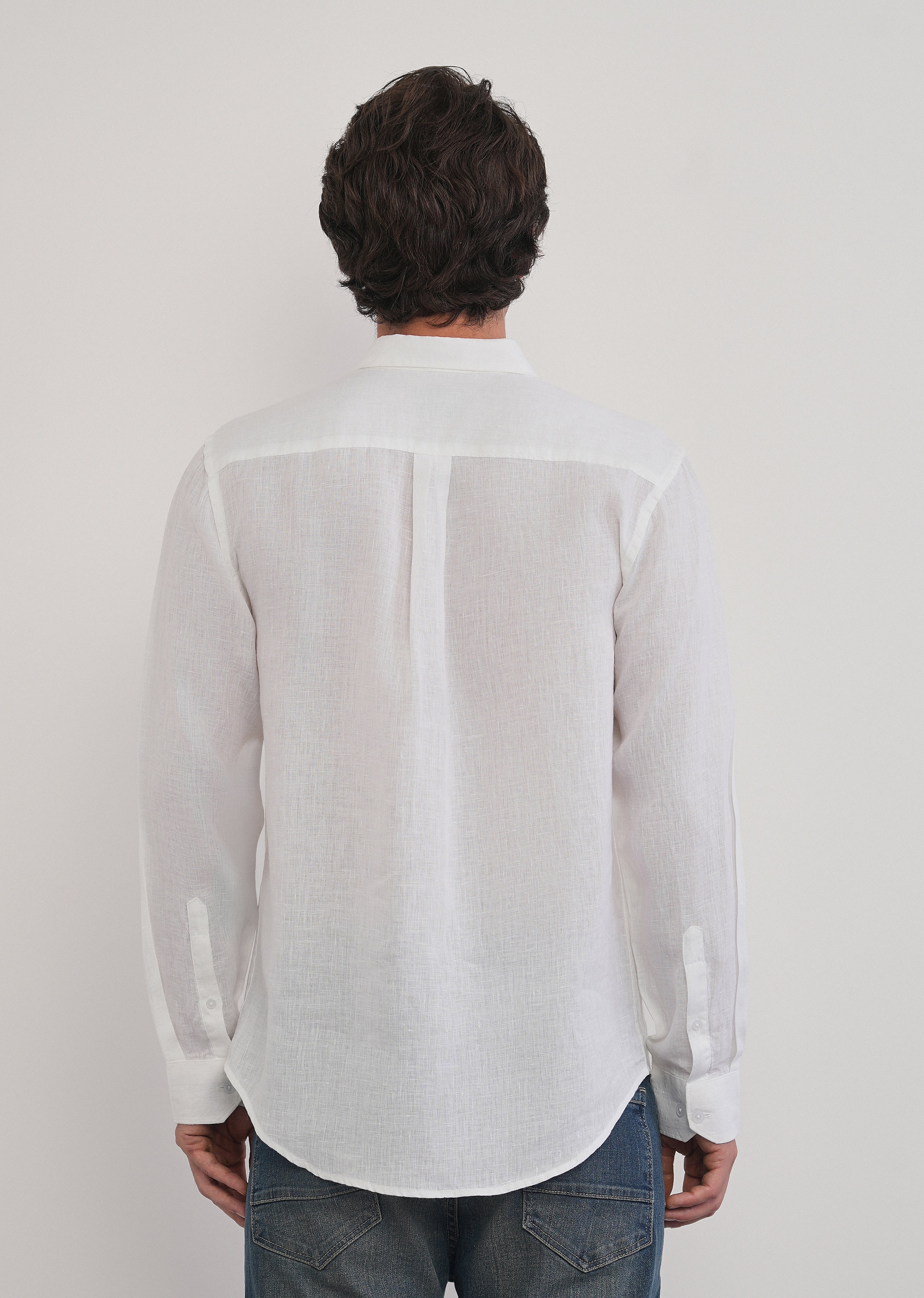 100% Pure Linen White Plain Shirt - Image 2