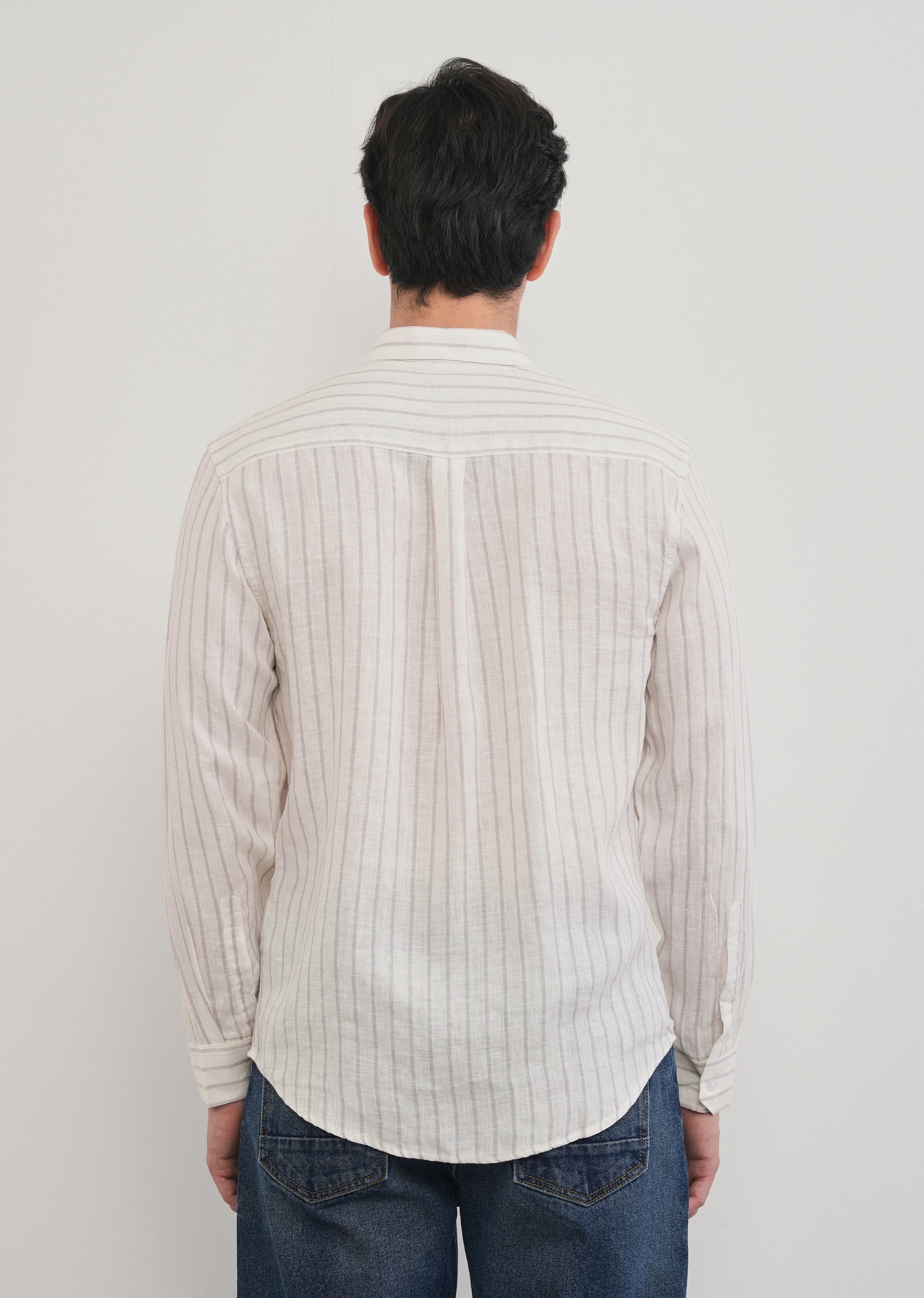 100% Linen Lavender Stripe Shirt - Image 3