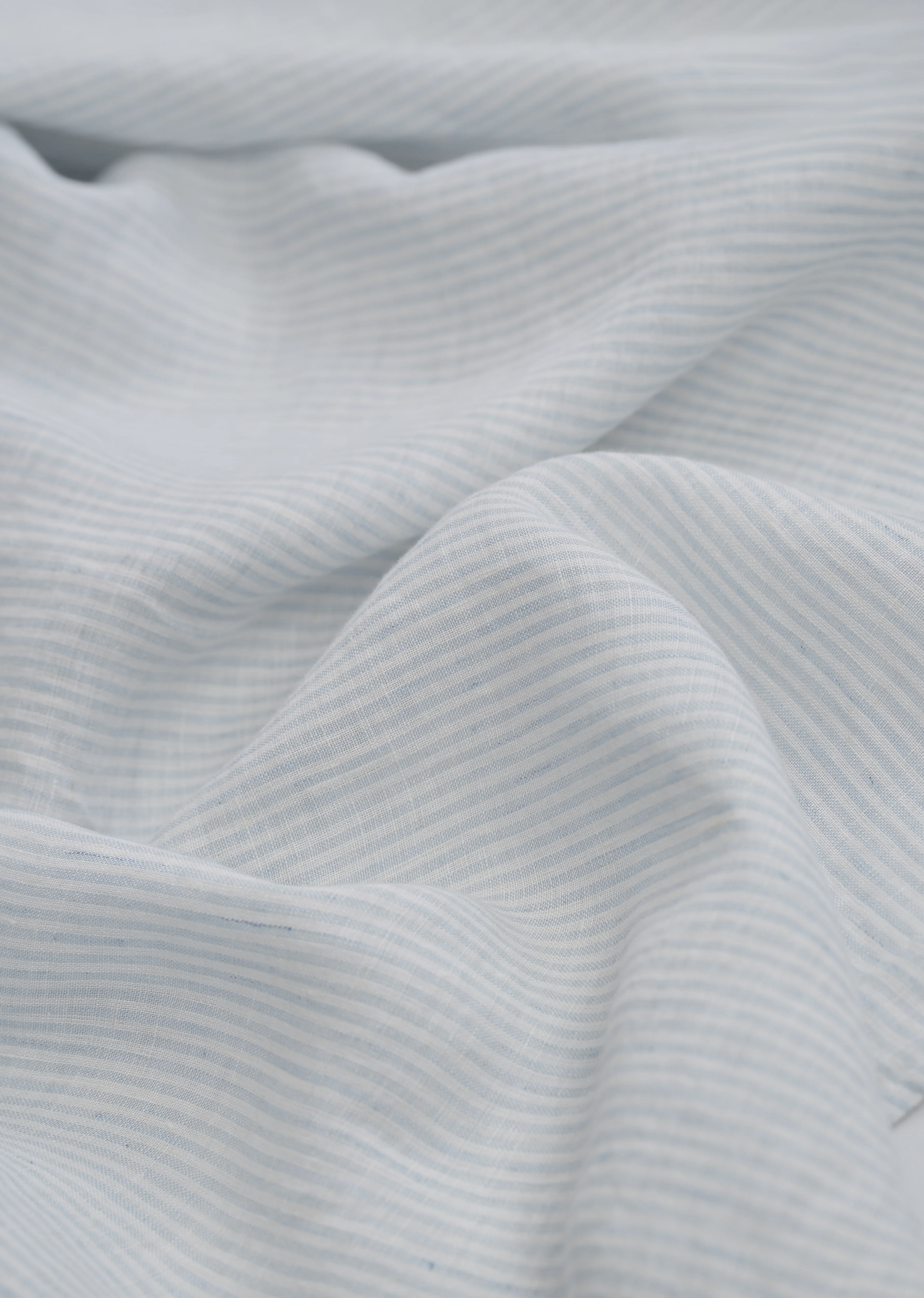 100% Linen Light Blue Self-Stripe Shirt - Image 4