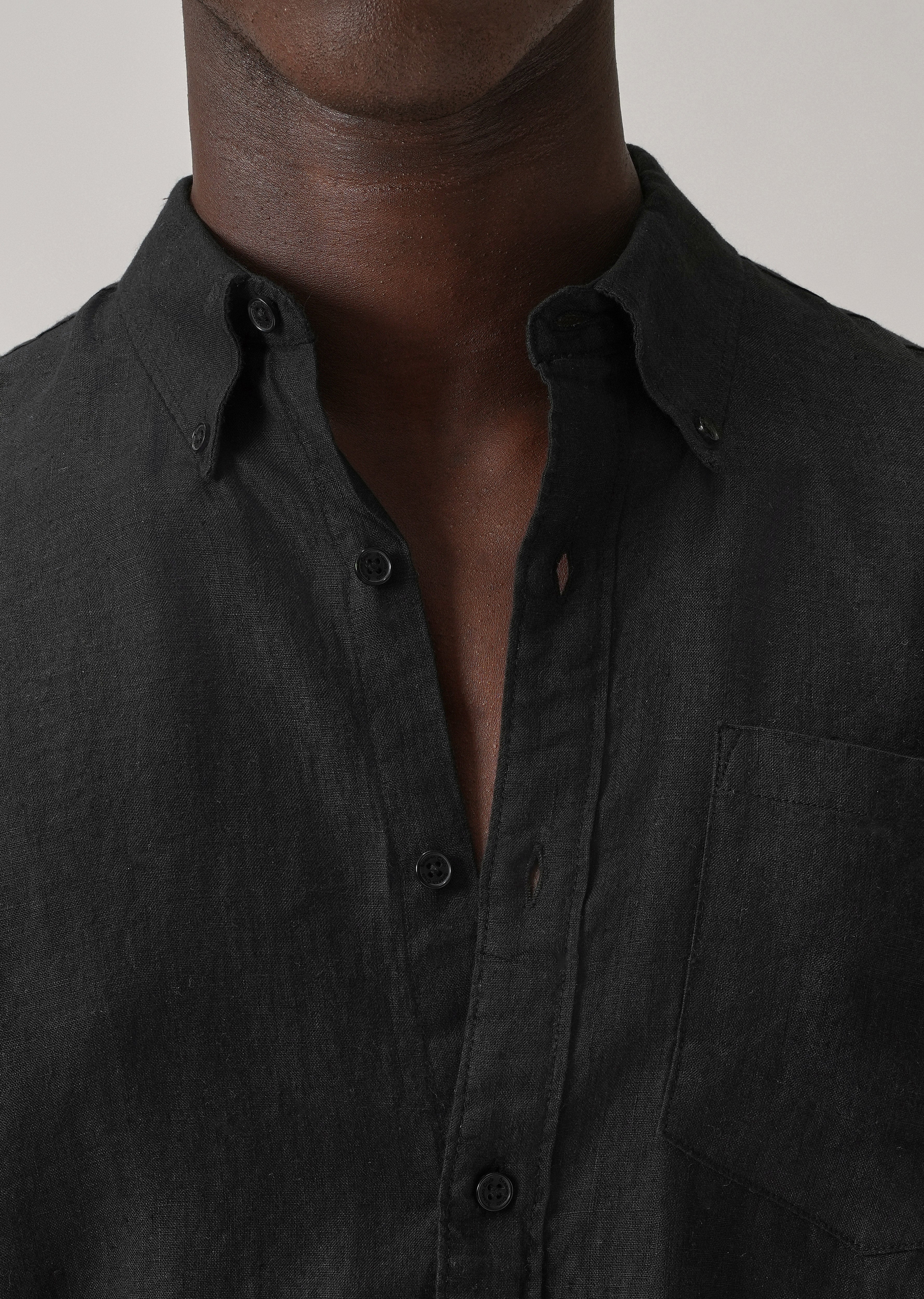 100% Pure Black Linen Shirt - Image 5