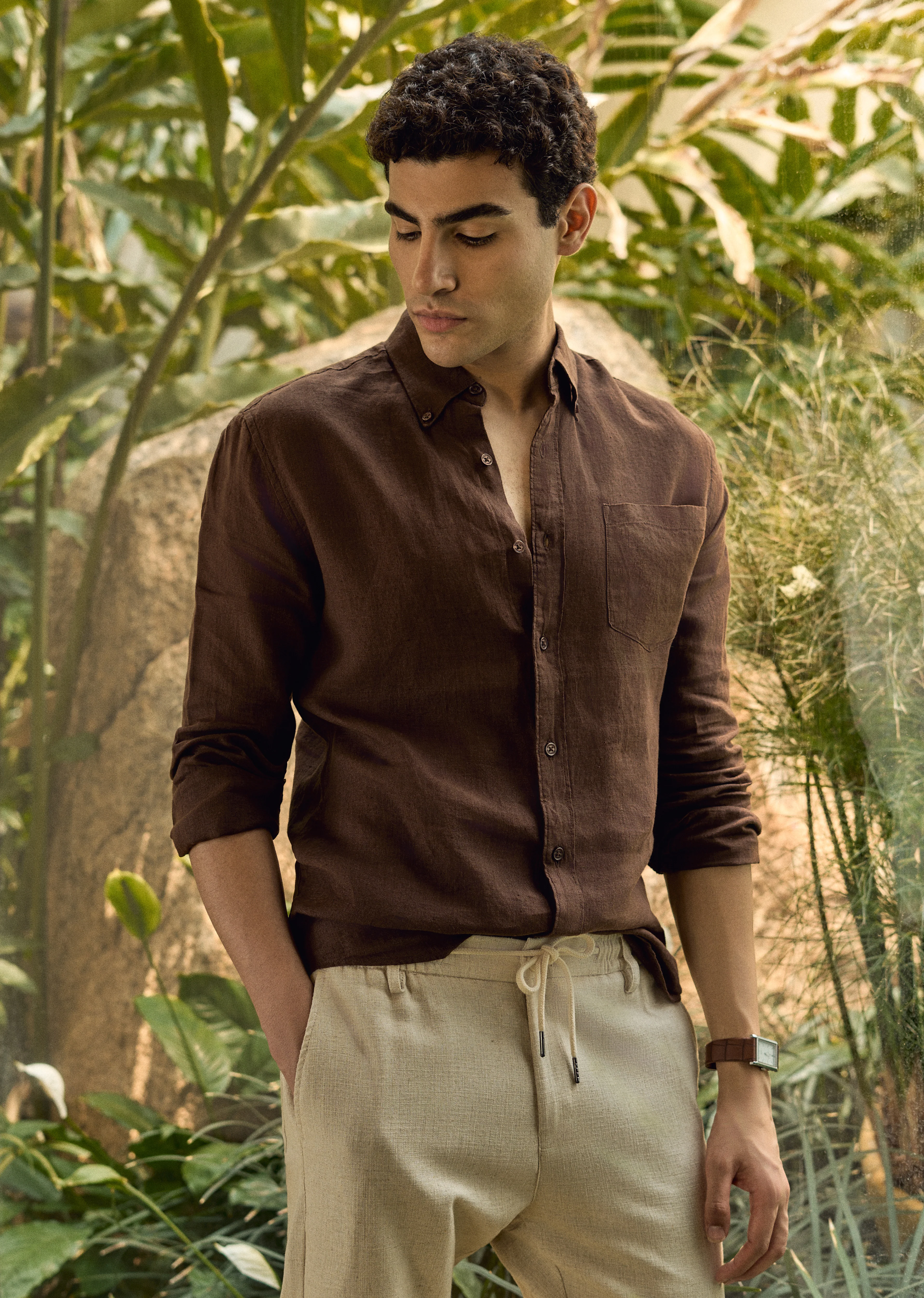 100% Pure Brown Linen Shirt - Image 2