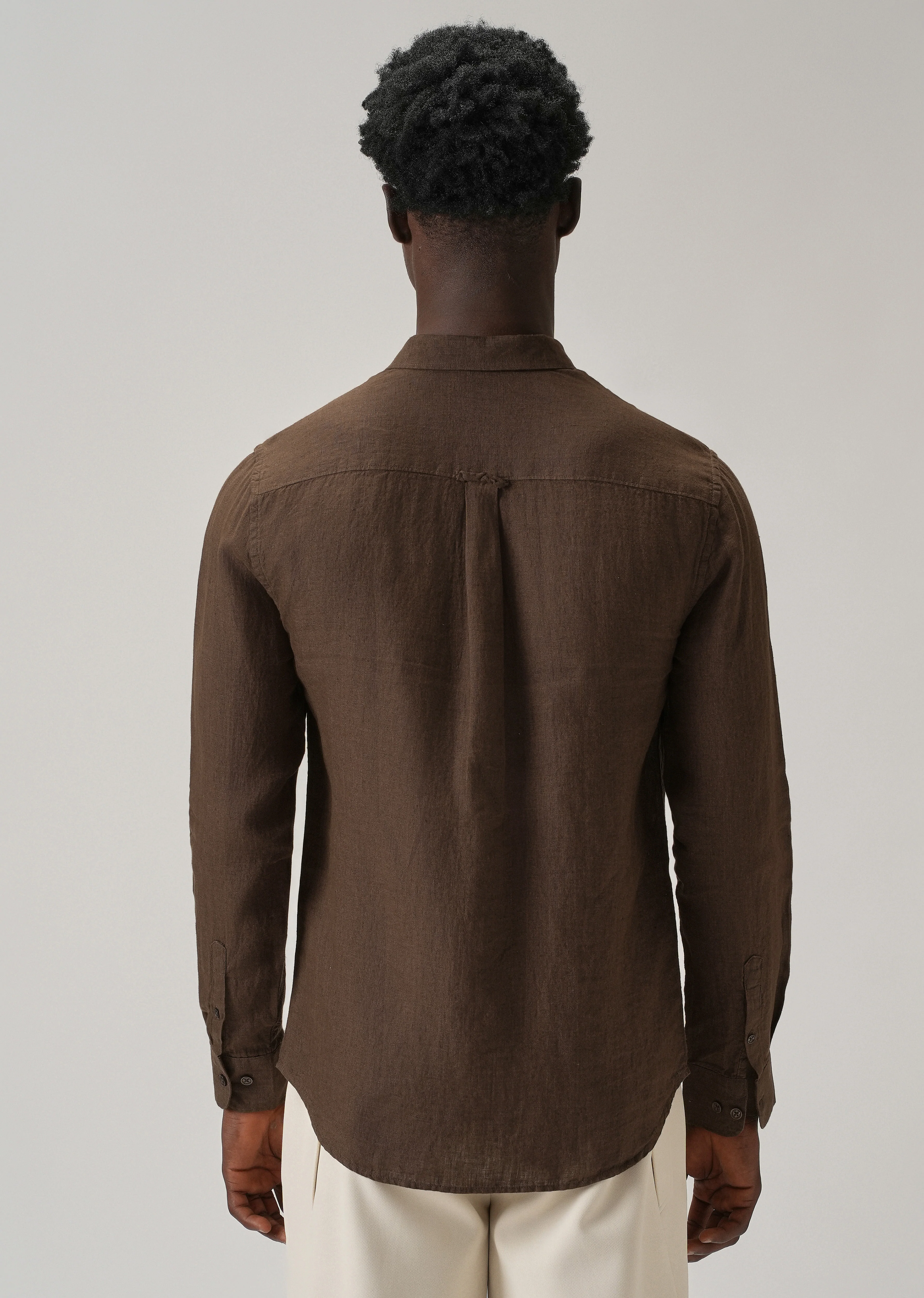 100% Pure Brown Linen Shirt - Image 3