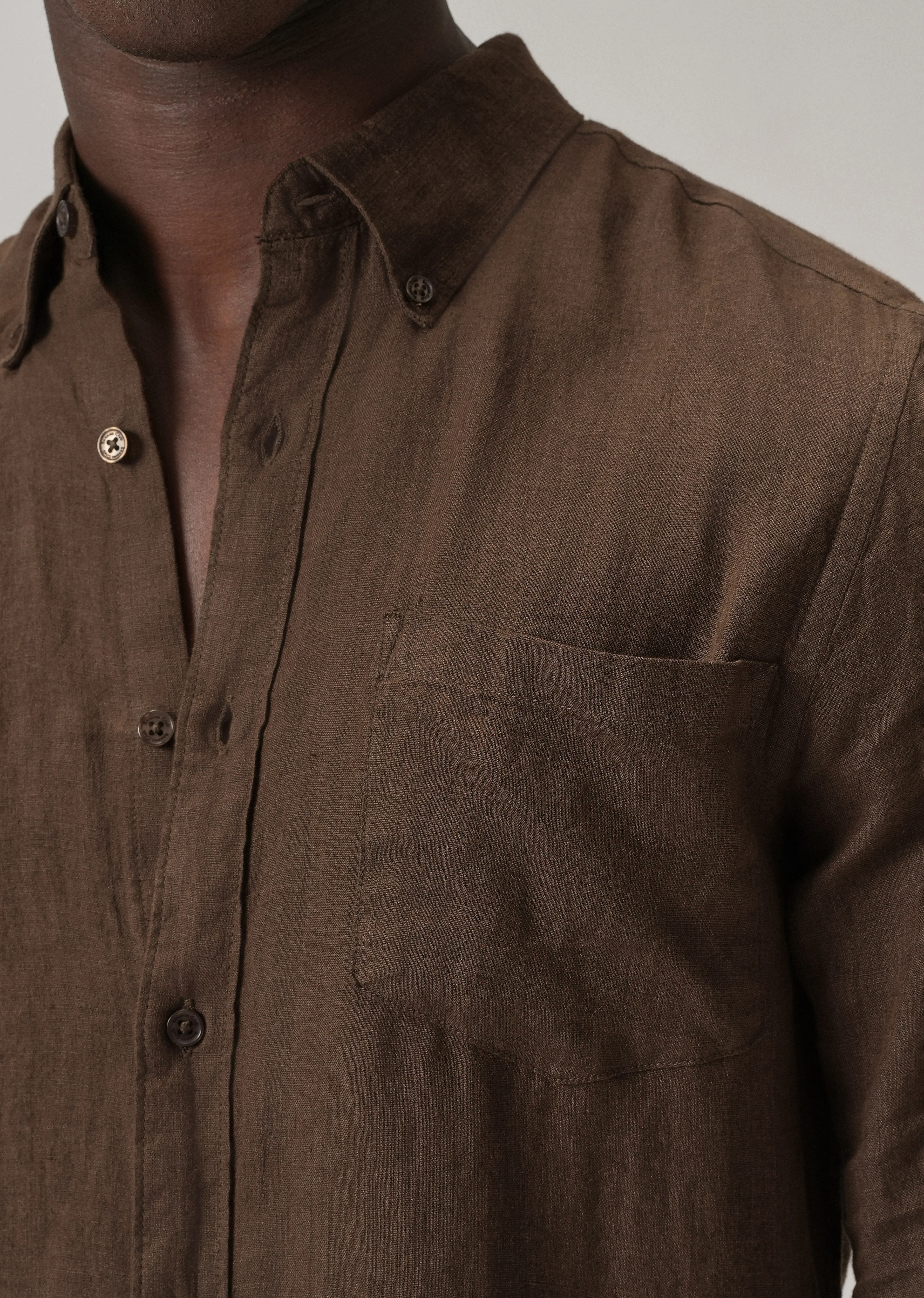 100% Pure Brown Linen Shirt - Image 6