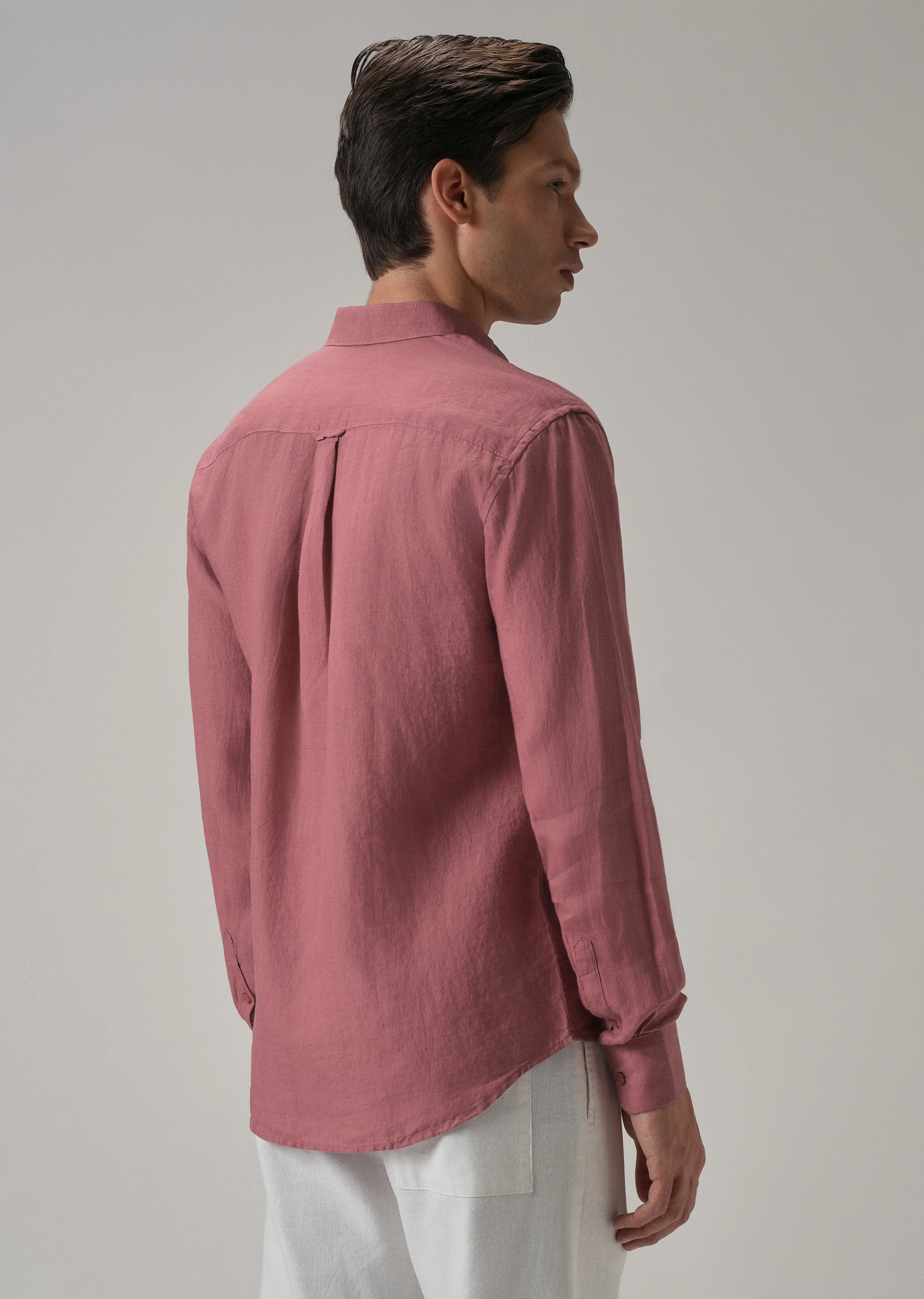 100% Pure Crimson Linen Shirt - Image 2