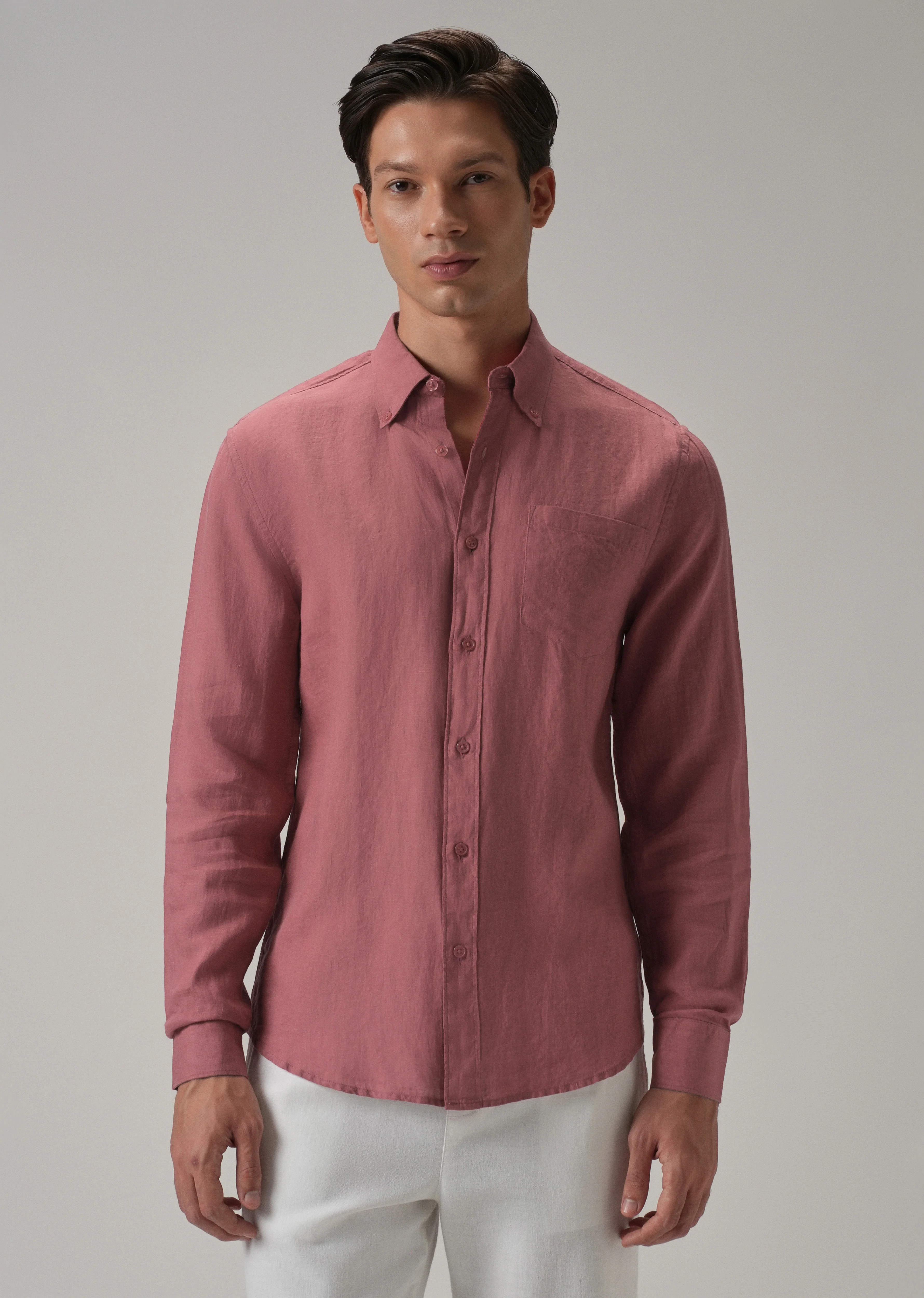 100% Pure Crimson Linen Shirt - Image 3