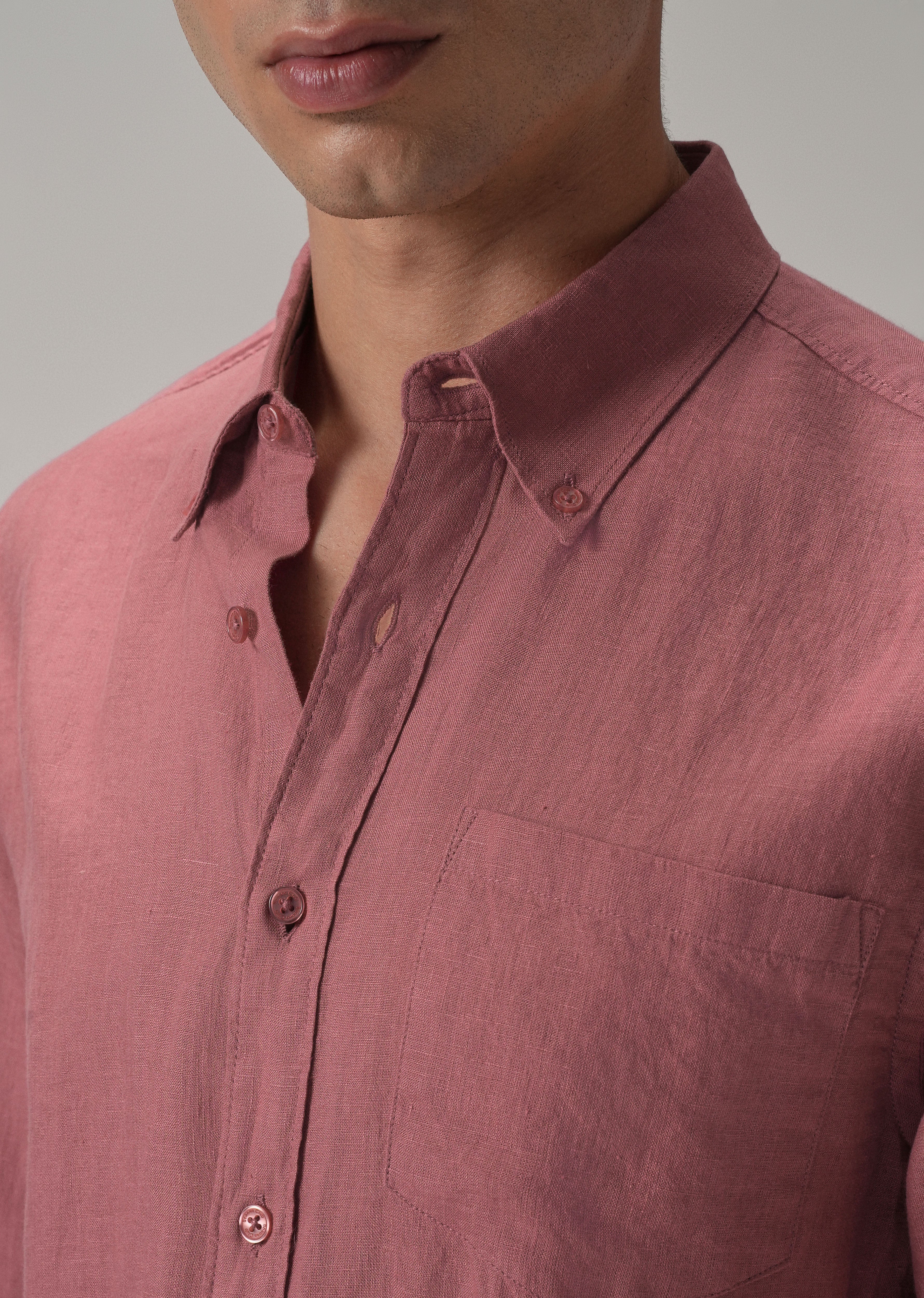100% Pure Crimson Linen Shirt - Image 5