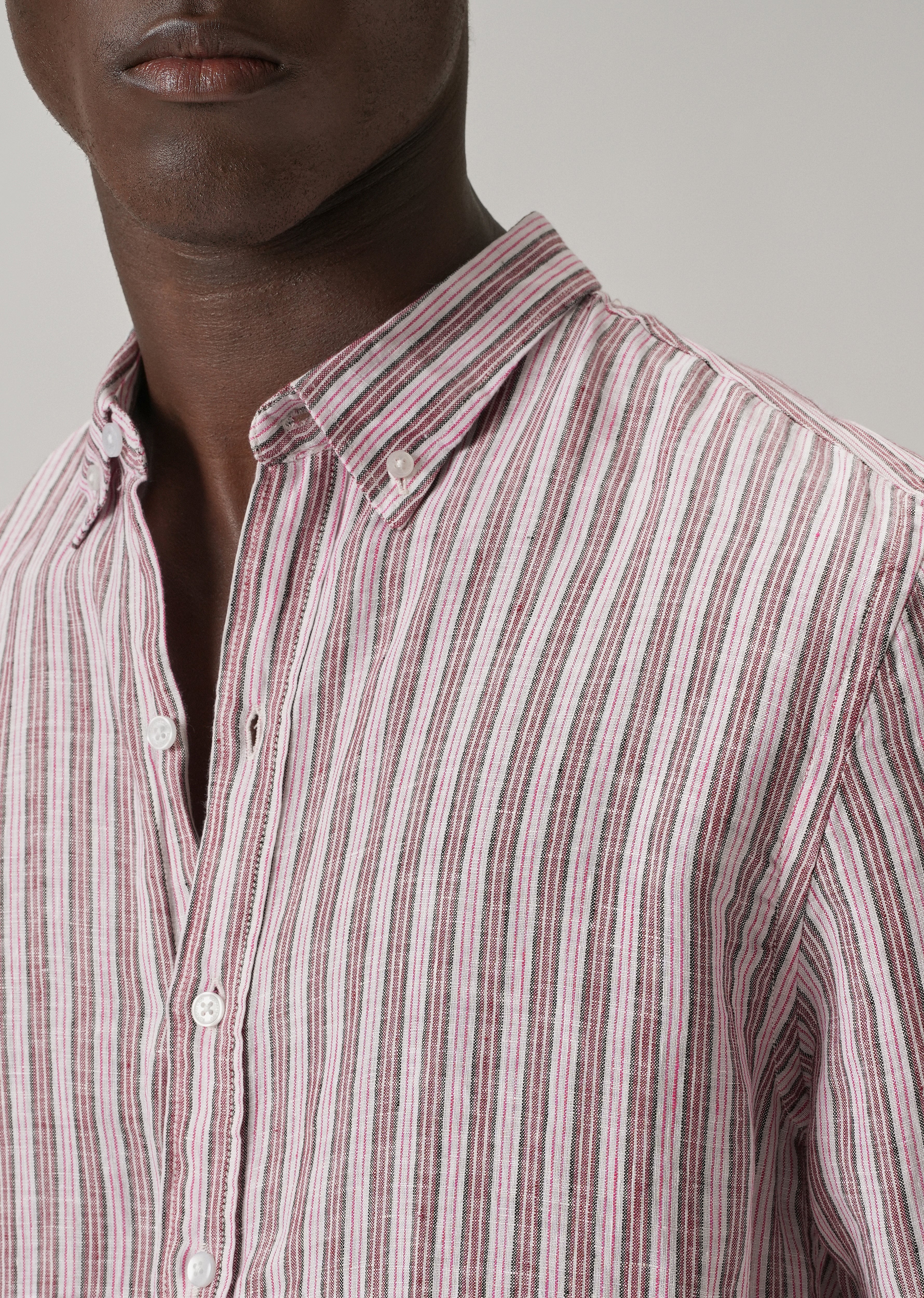 100% Pure Irish Brown Stripe Linen Shirt - Image 5