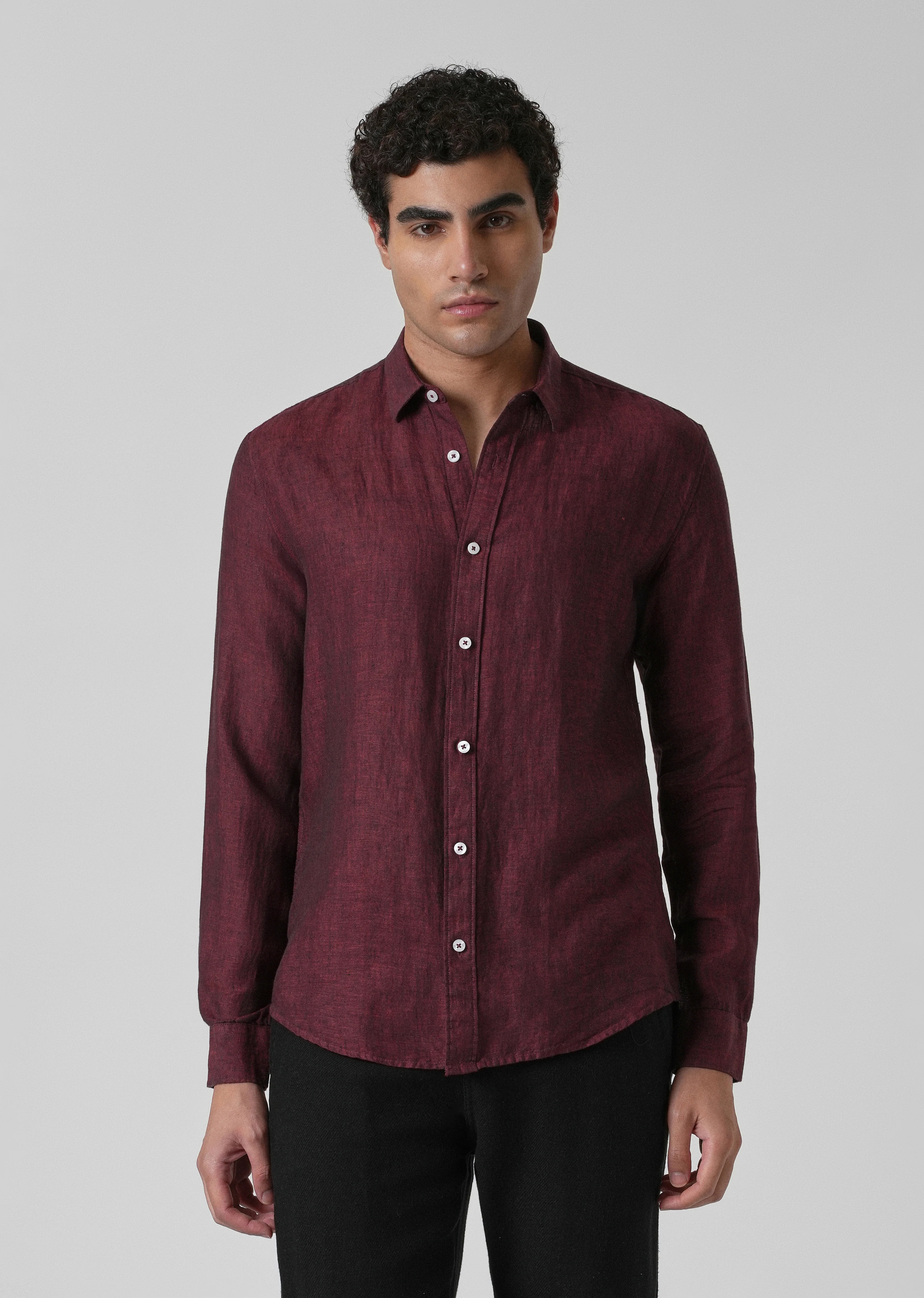 100% Pure Irish Burnt Maroon Linen Shirt - Image 3