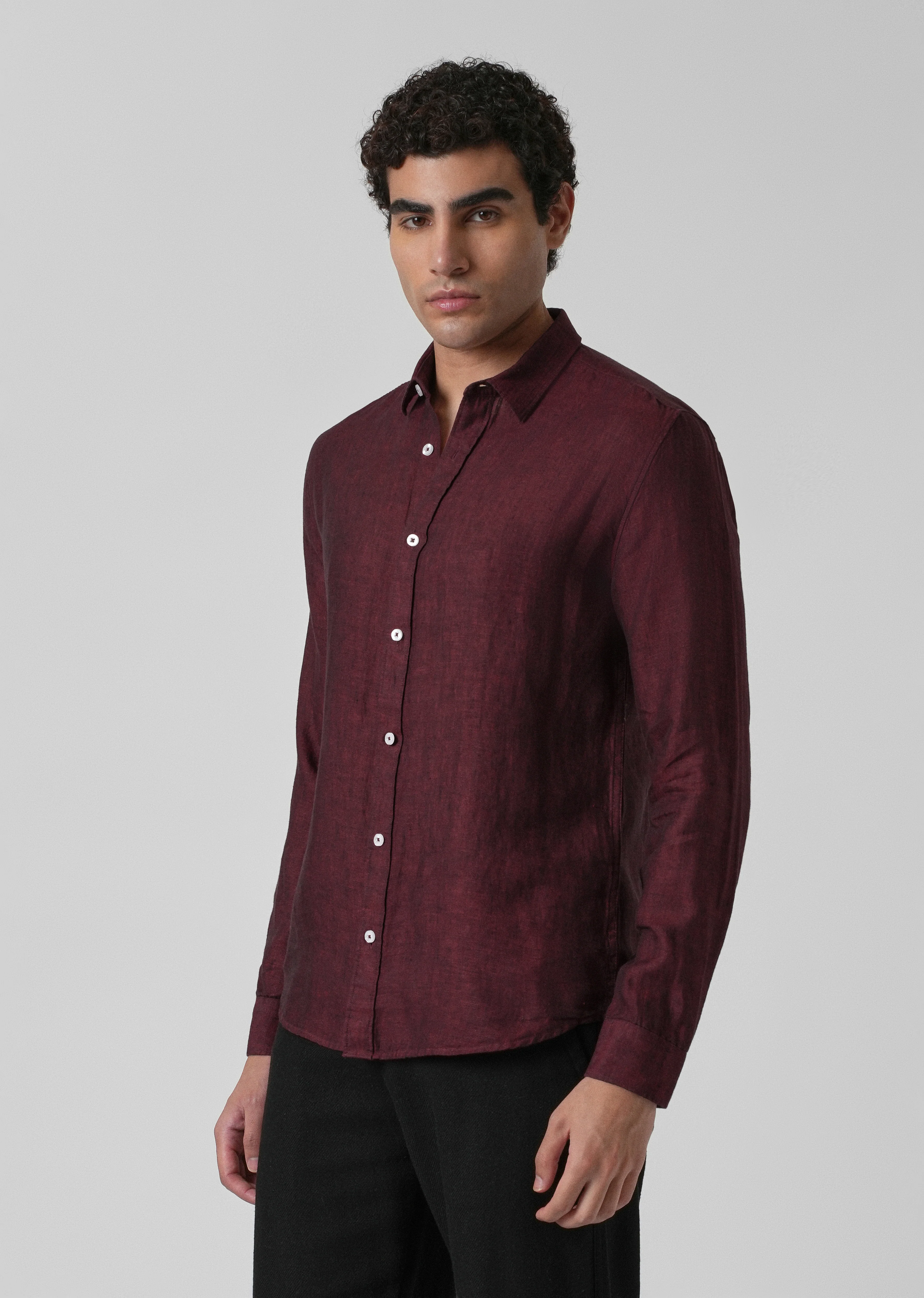 100% Pure Irish Burnt Maroon Linen Shirt - Image 4