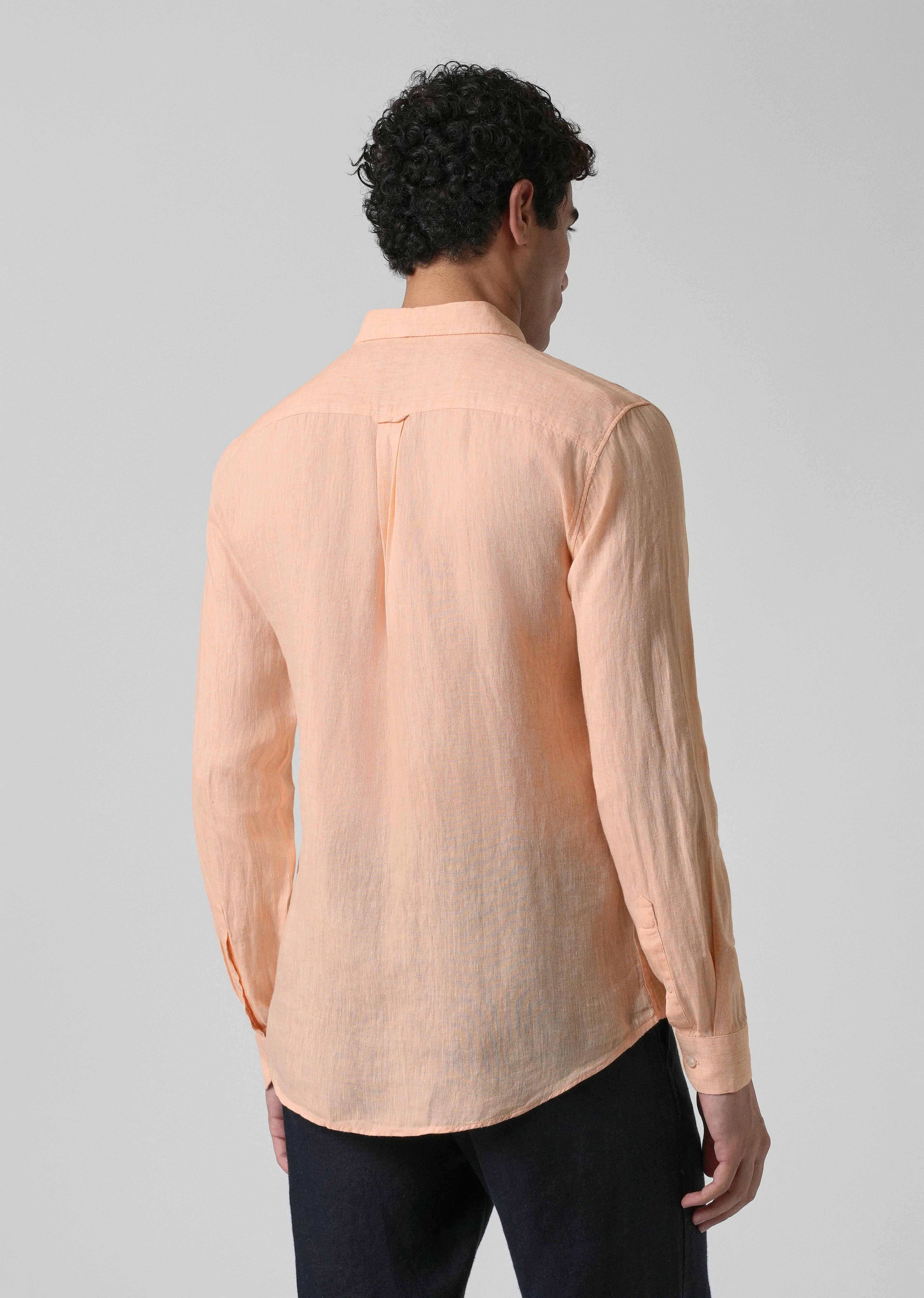 100% Pure Irish Dusky Orange Linen Shirt - Image 2
