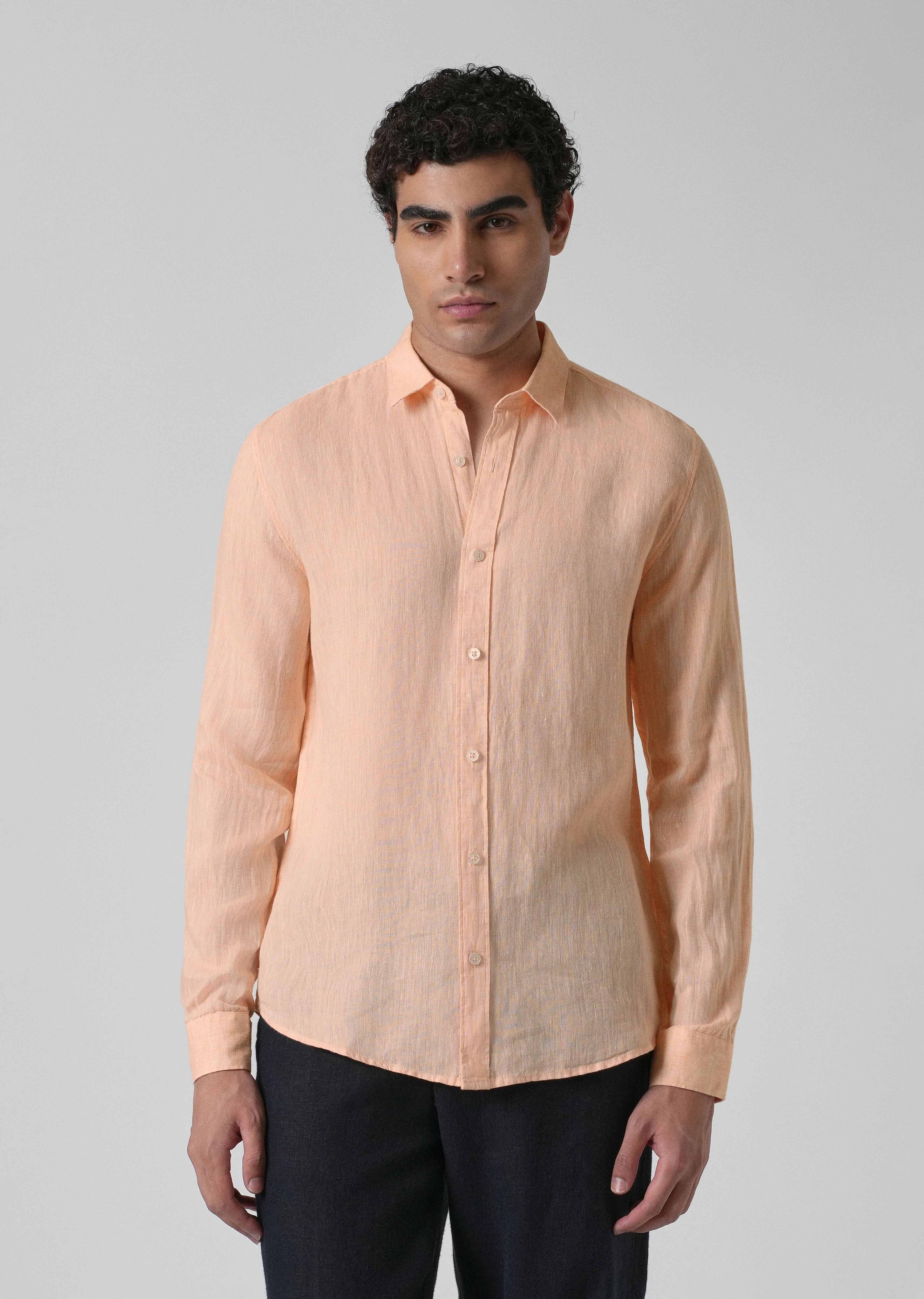 100% Pure Irish Dusky Orange Linen Shirt - Image 3