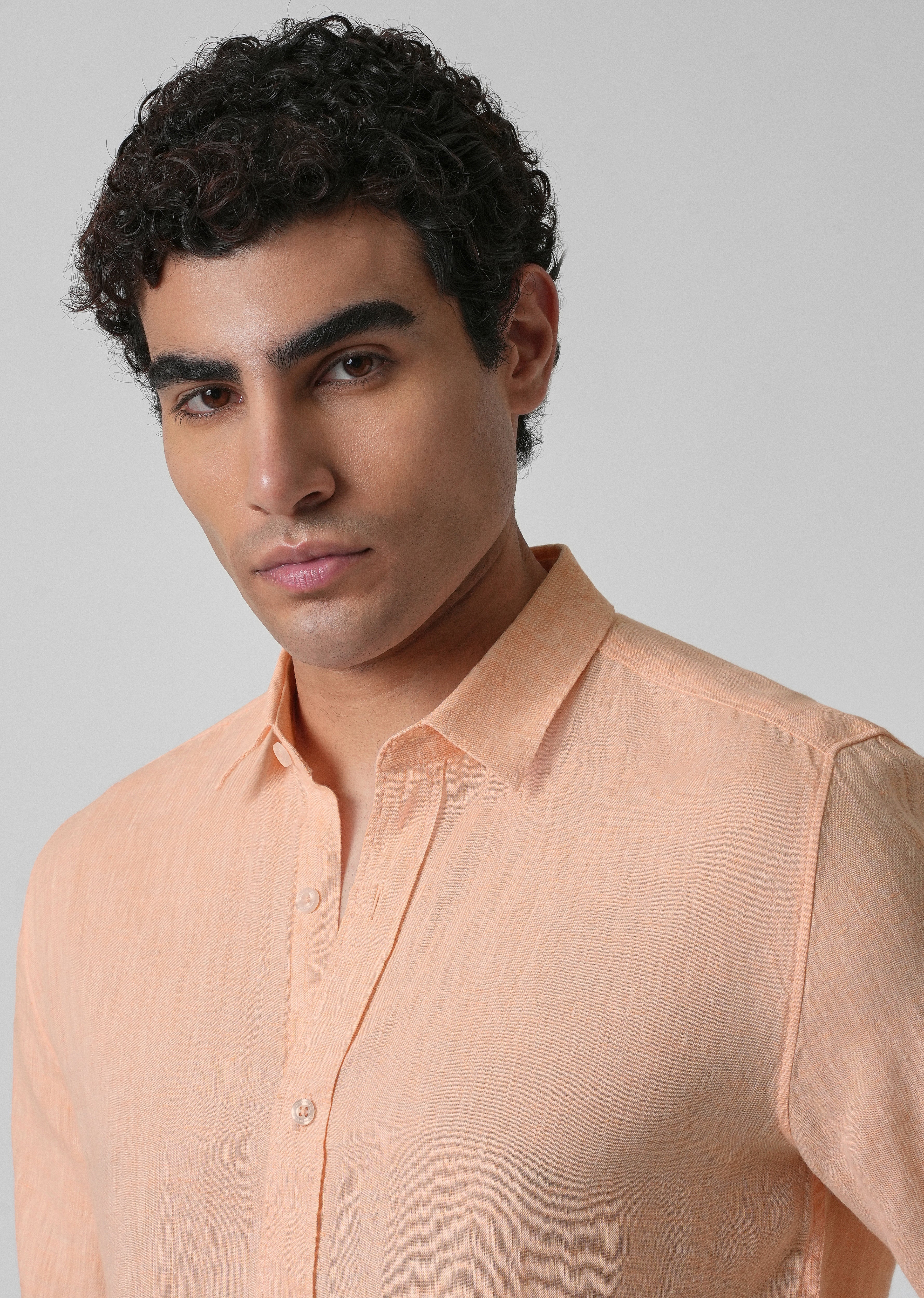 100% Pure Irish Dusky Orange Linen Shirt - Image 5