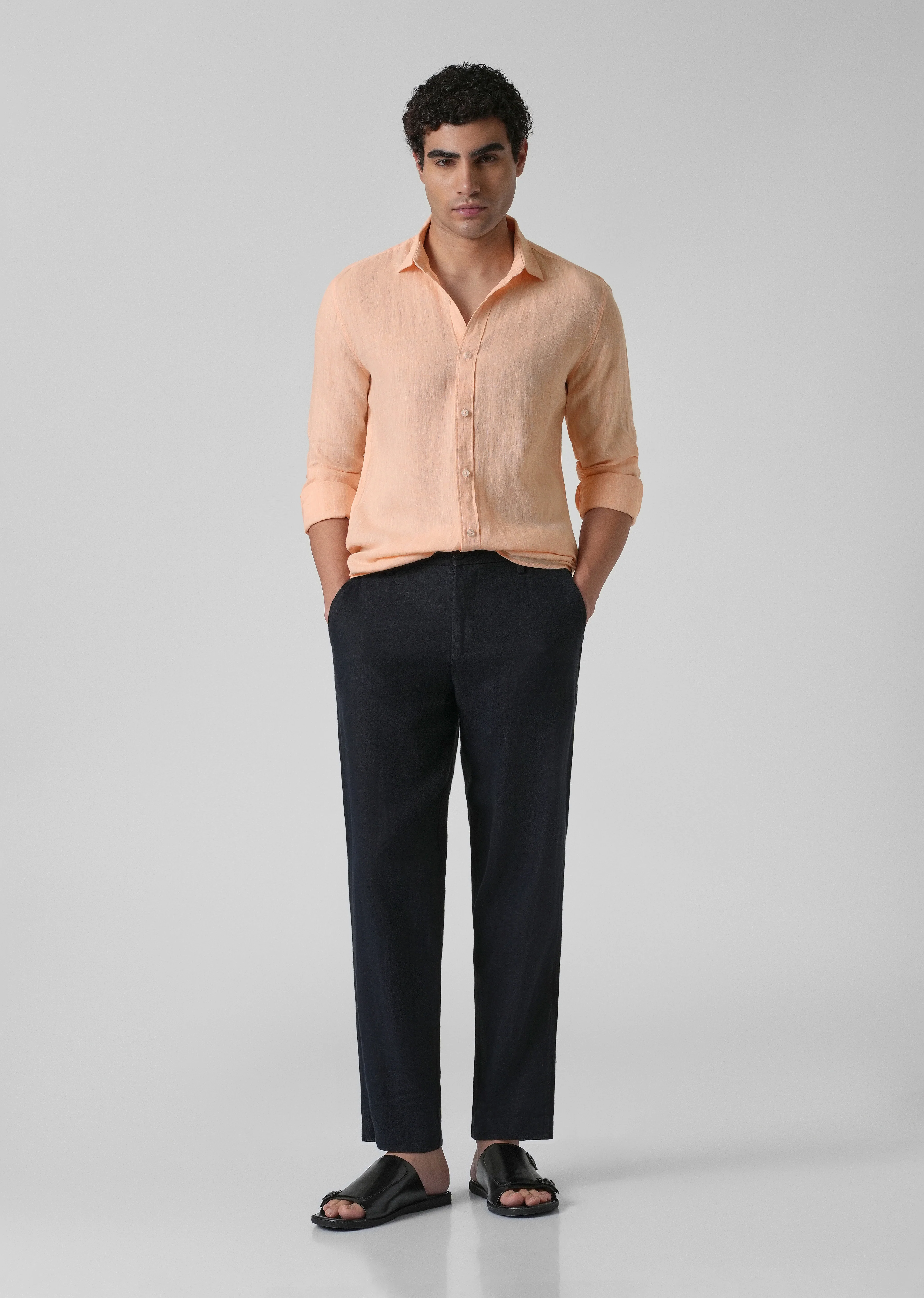 100% Pure Irish Dusky Orange Linen Shirt - Image 6