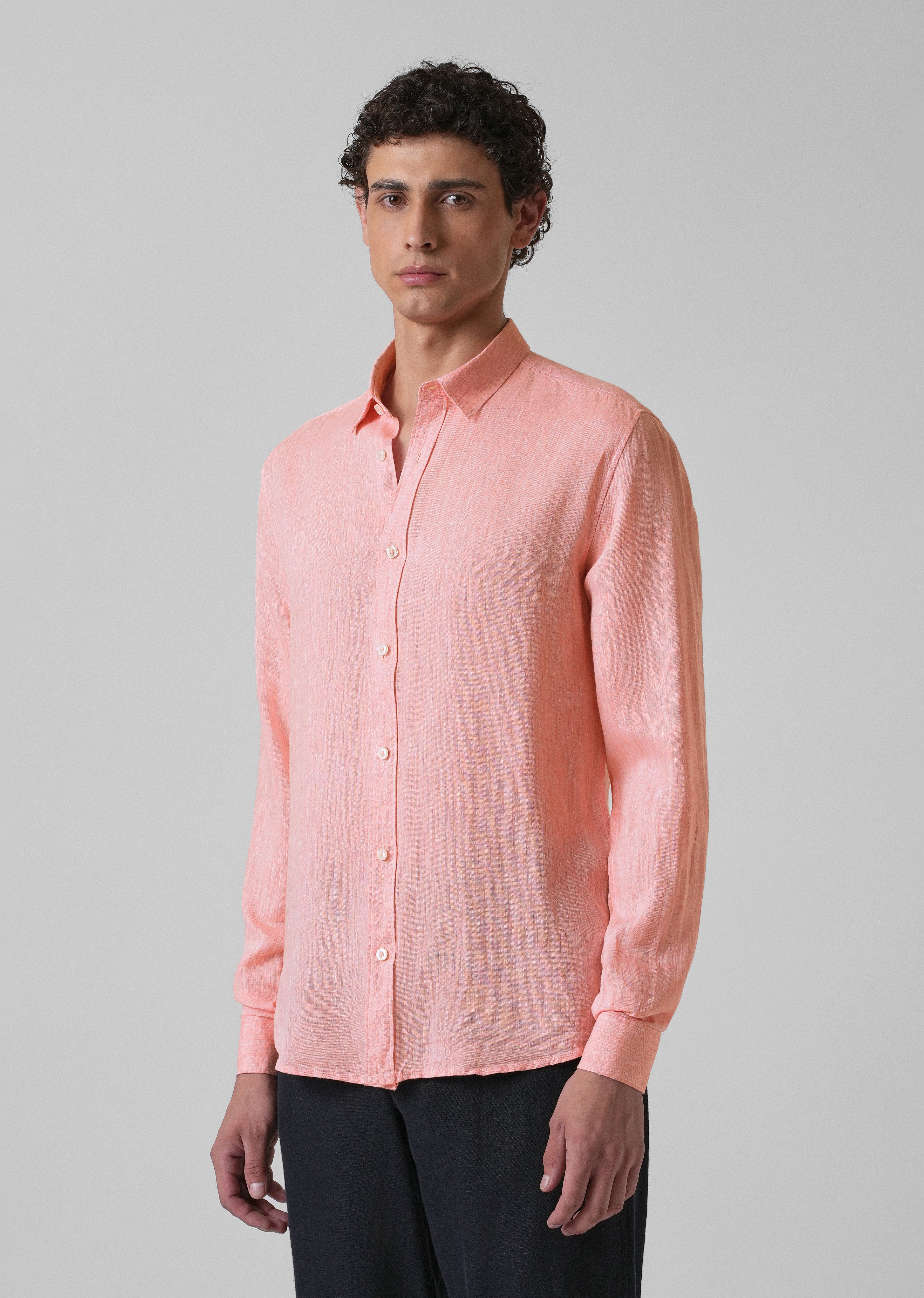 100% Pure Irish Light Peach Linen Shirt - Image 4