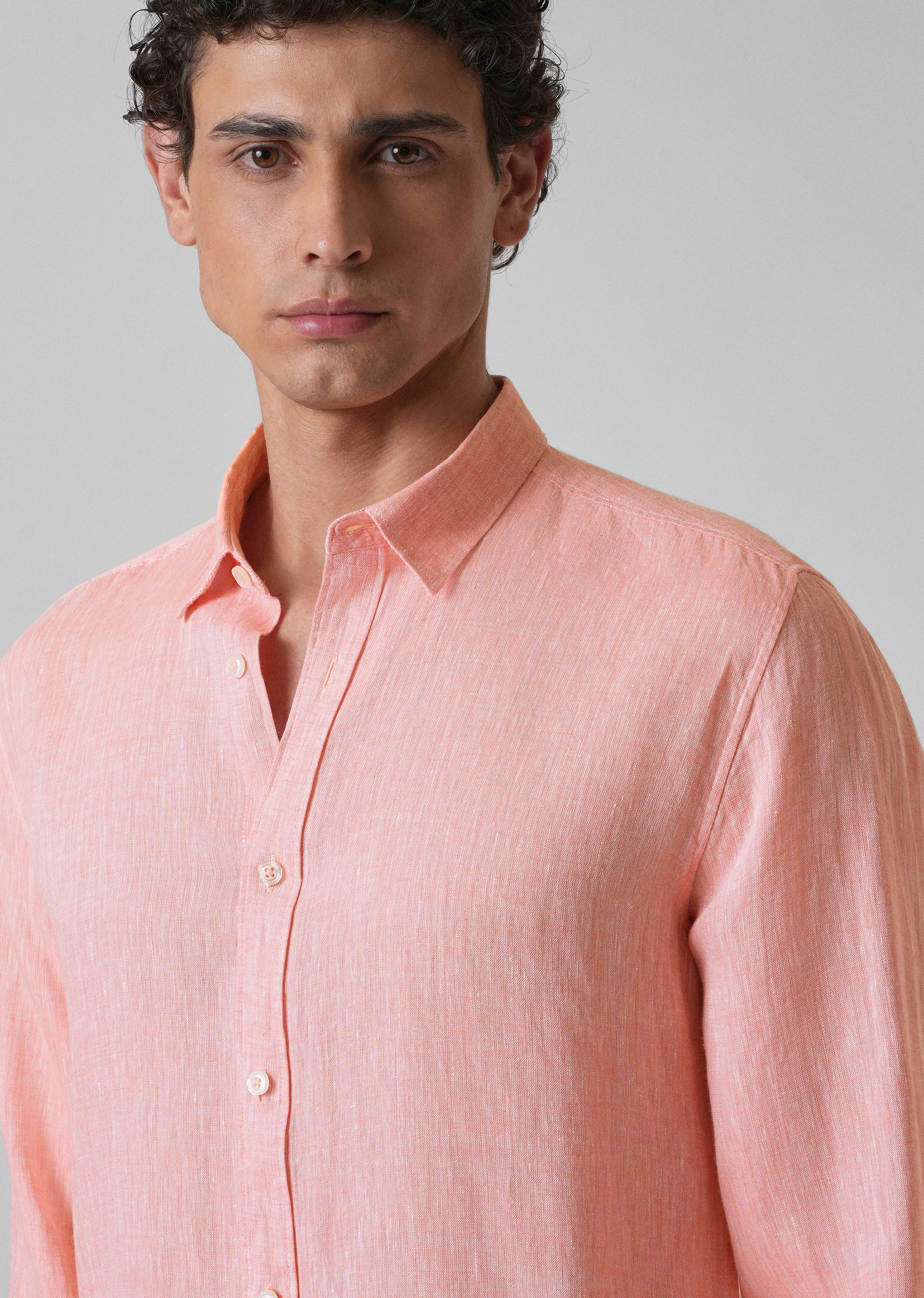 100% Pure Irish Light Peach Linen Shirt - Image 5