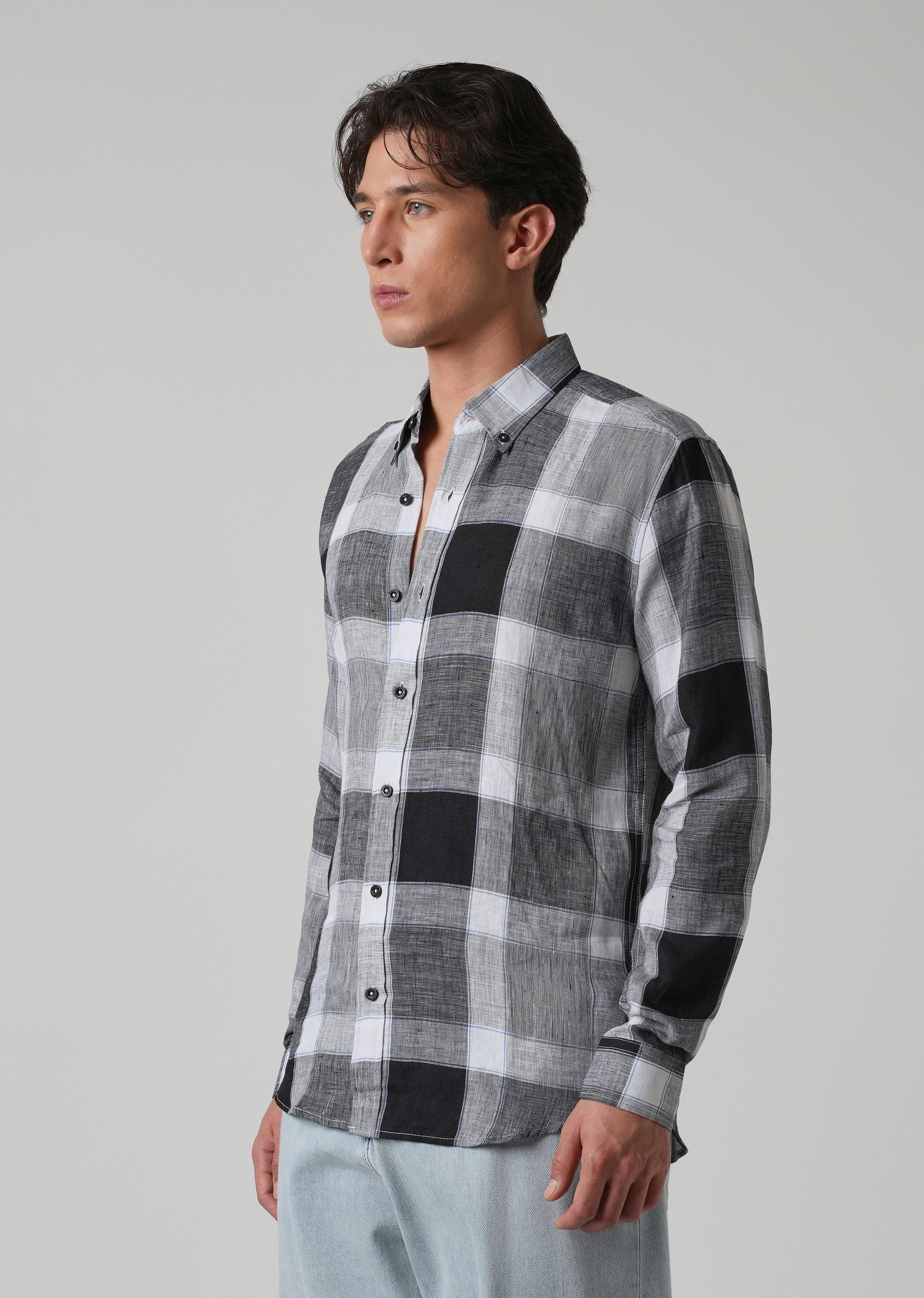 100% Pure Irish Linen Checks Shirt - Image 4