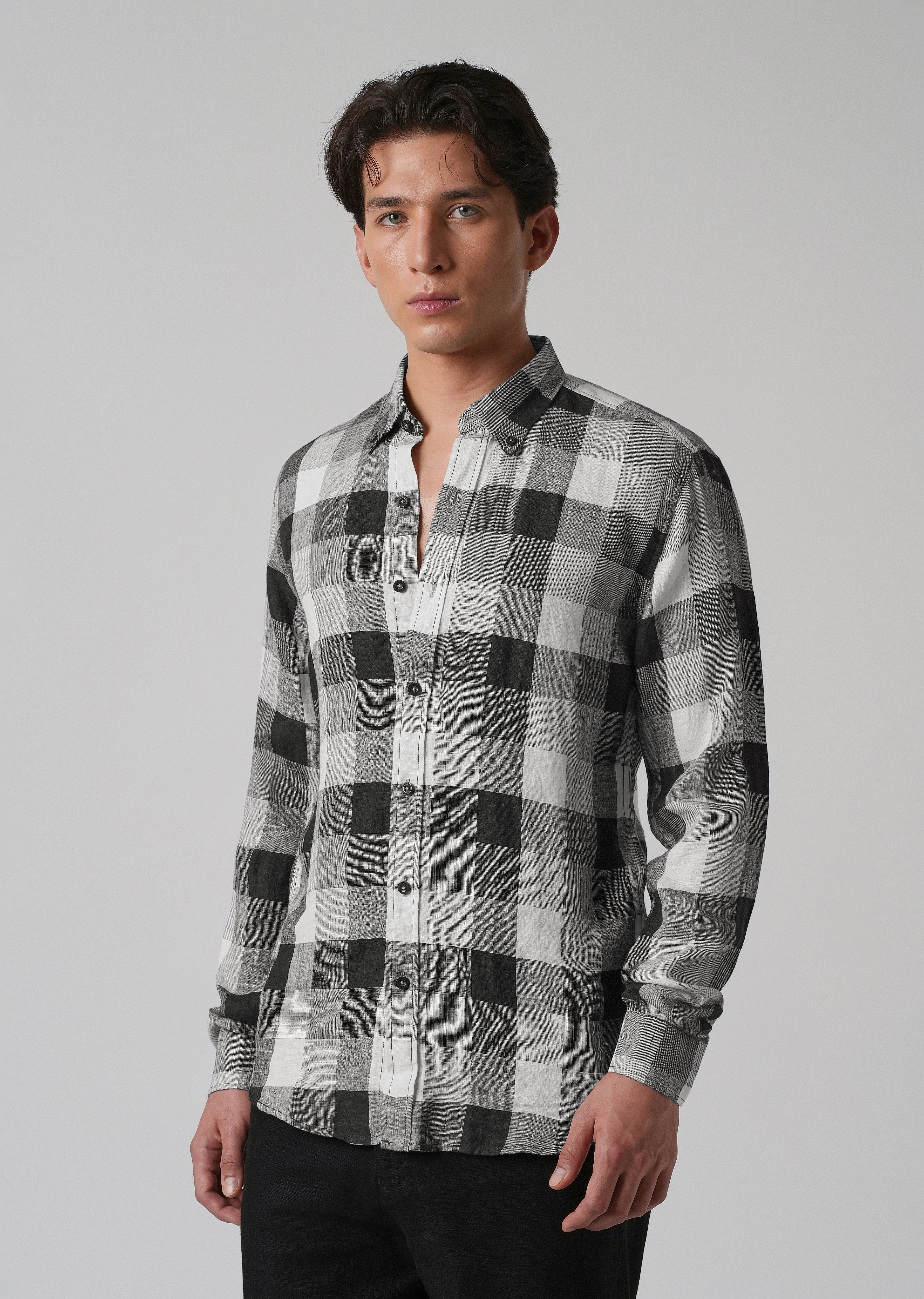 100% Pure Irish Linen Quadric Checks Shirt - Image 4