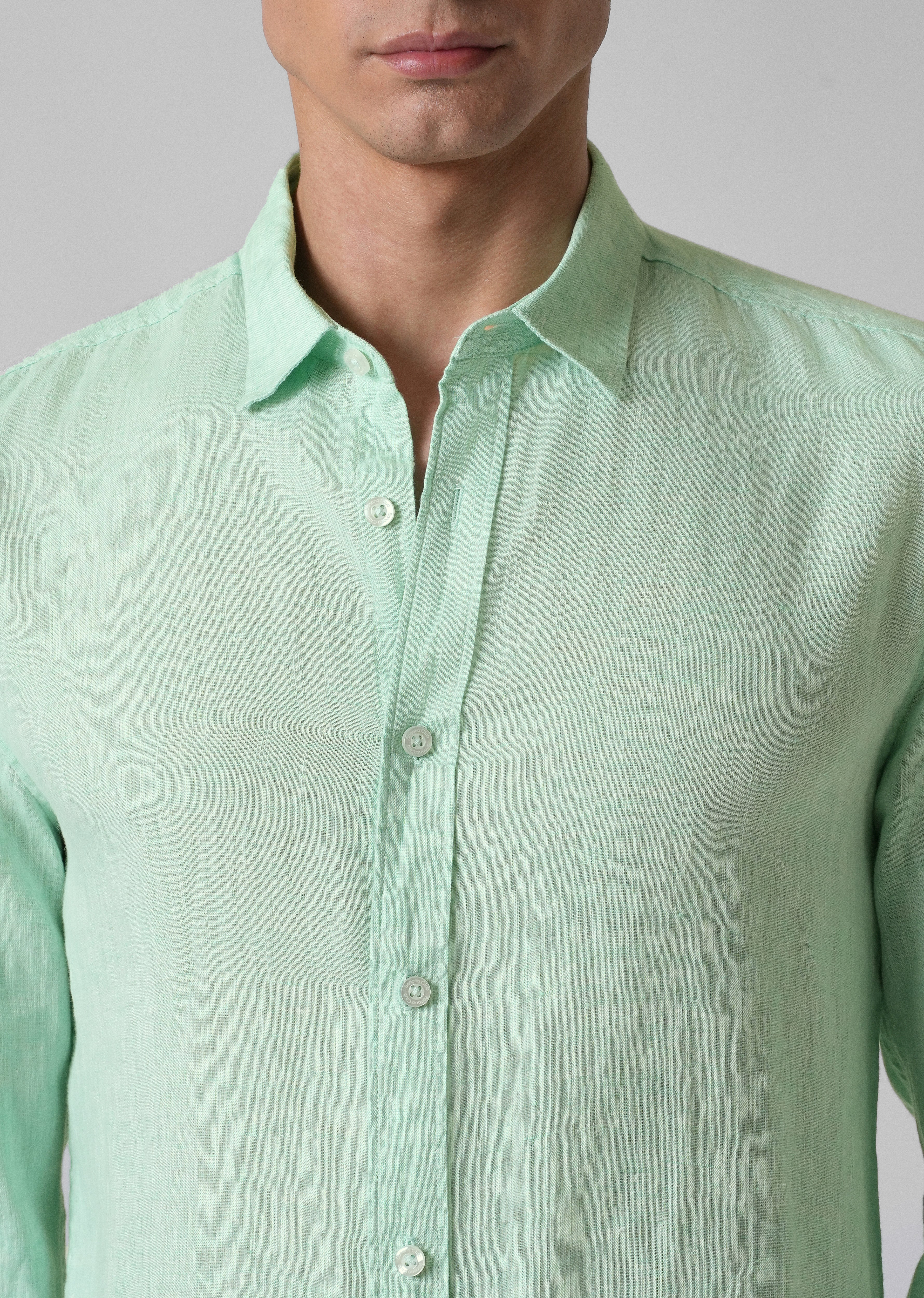100% Pure Irish Mint Green Linen Shirt - Image 5
