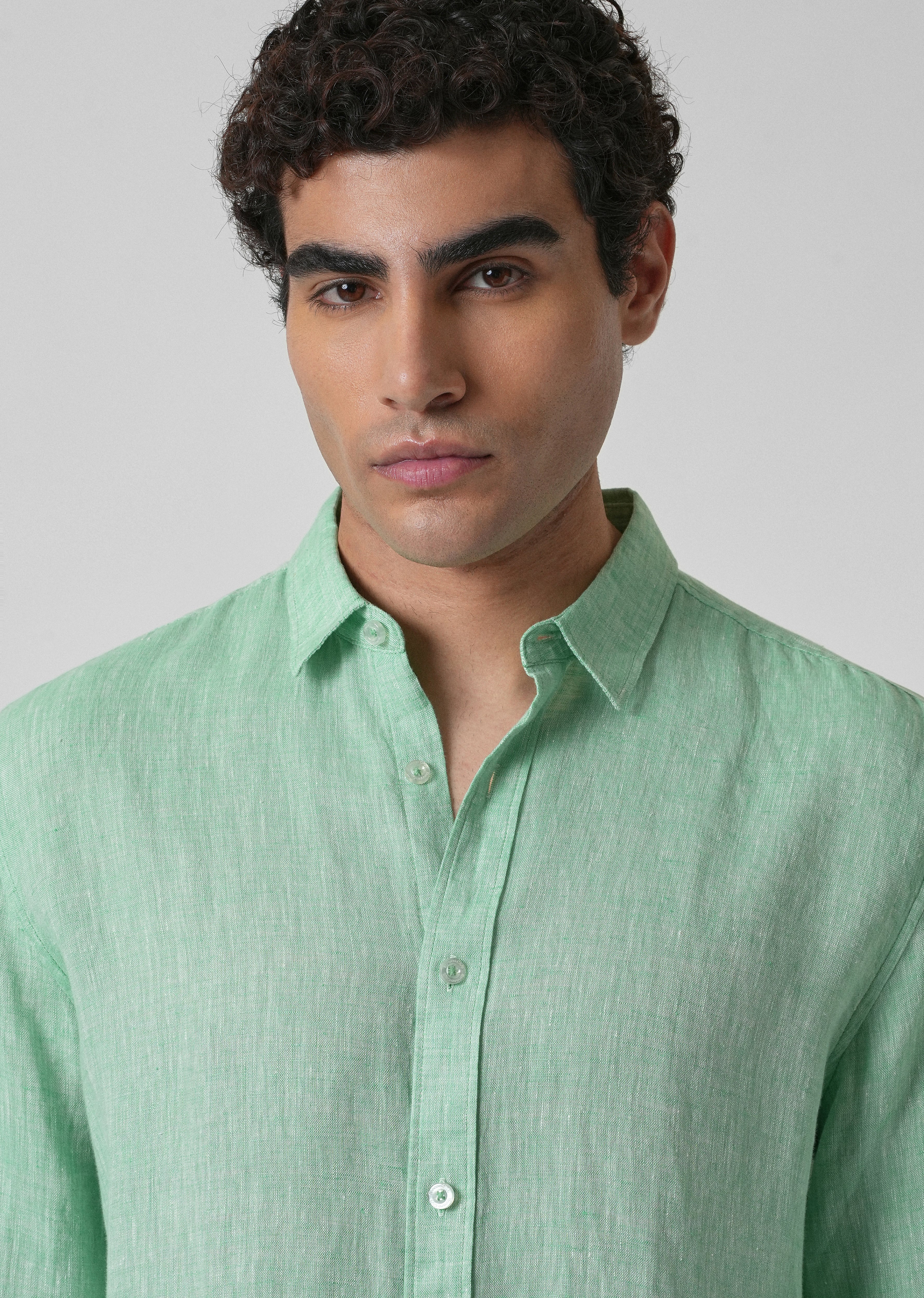 100% Pure Irish Smoke Green Linen Shirt - Image 5