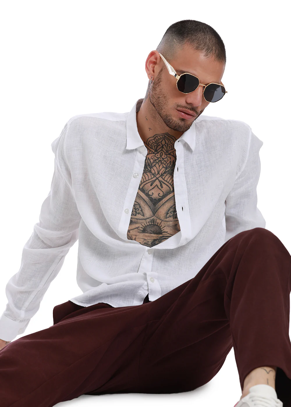 100% Pure Irish White Linen Shirt - Image 7