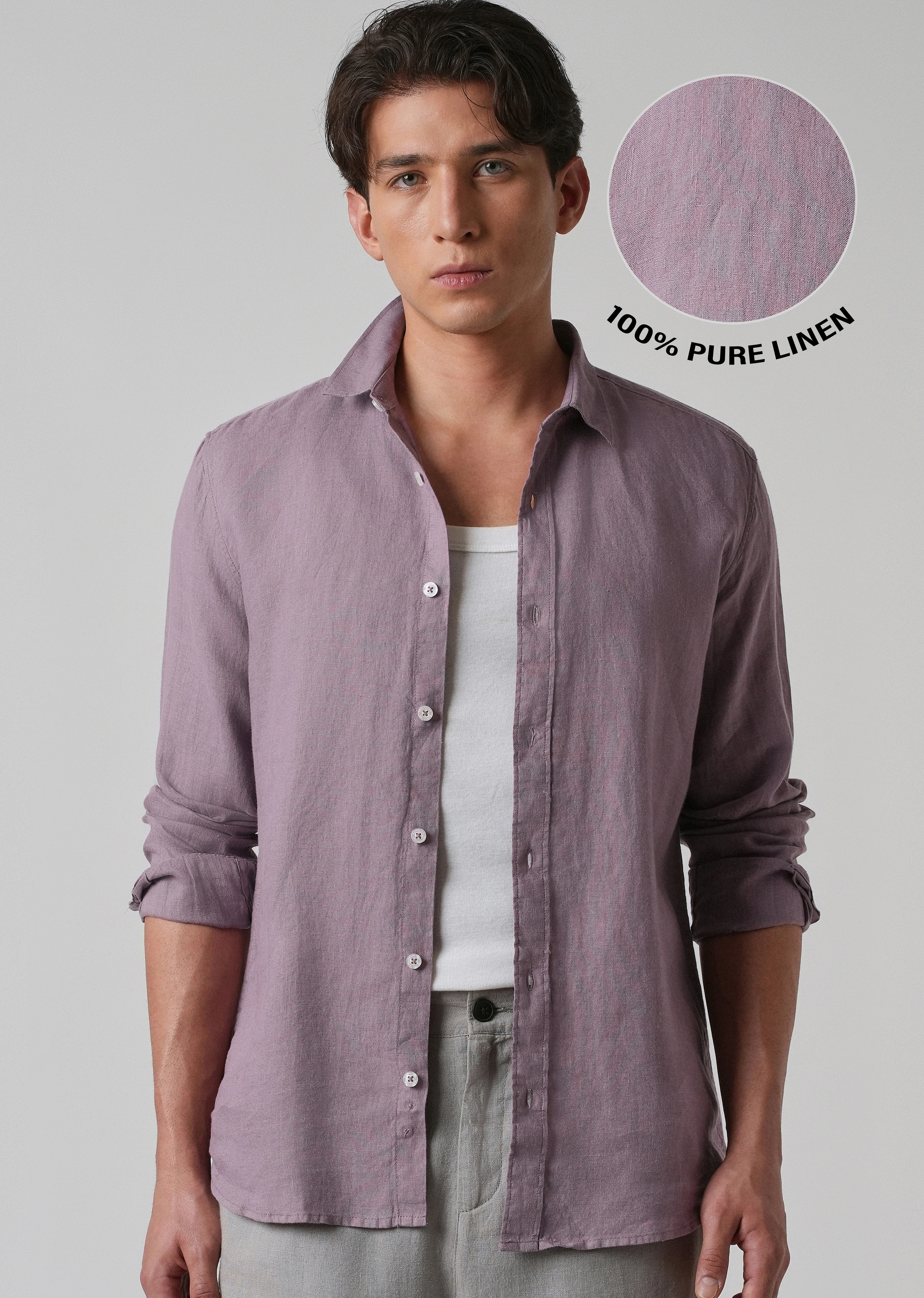 100% Pure Lavender Linen Shirt - Image 7