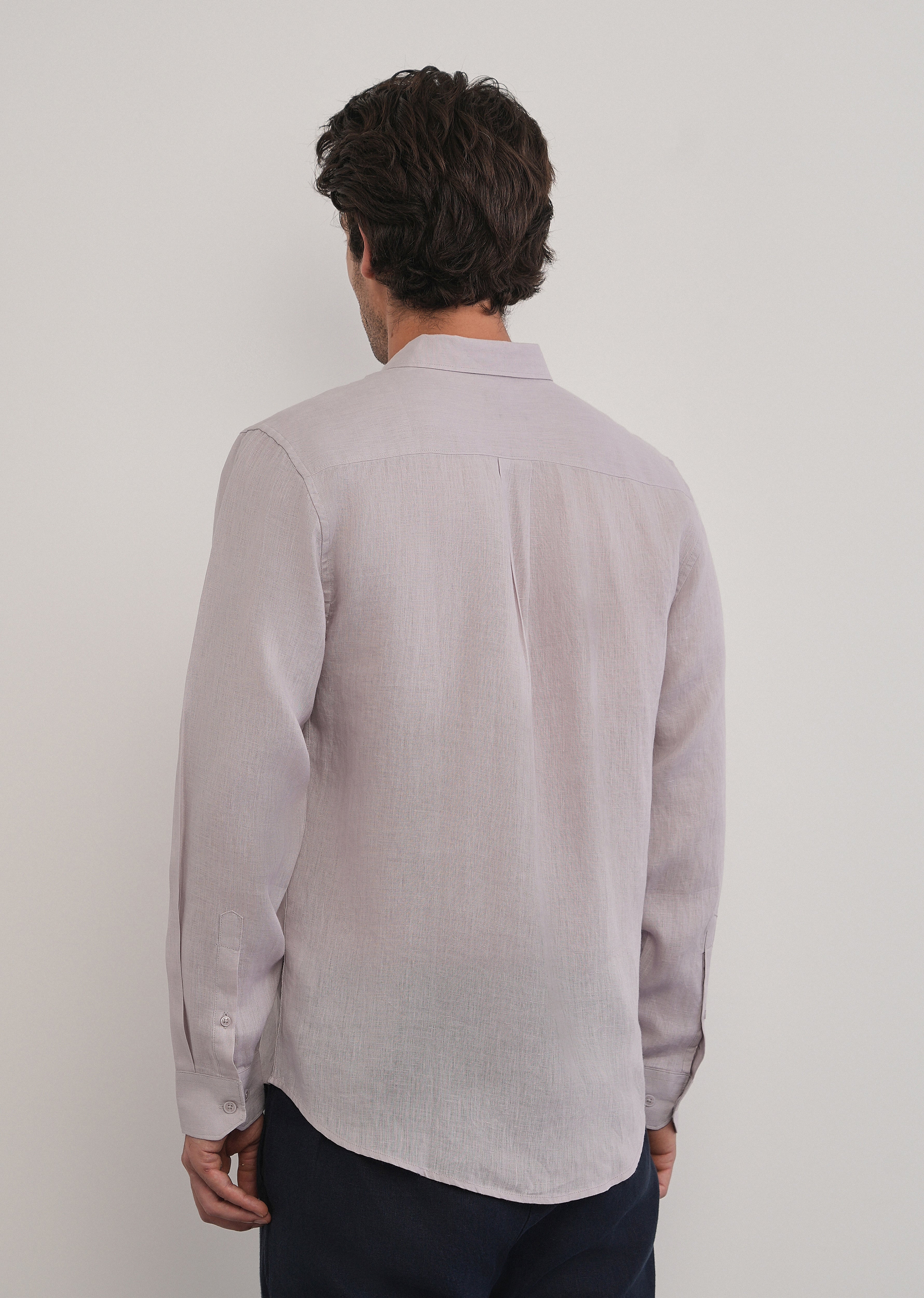 100% Pure Linen Pastel Lavender Plain Shirt - Image 2