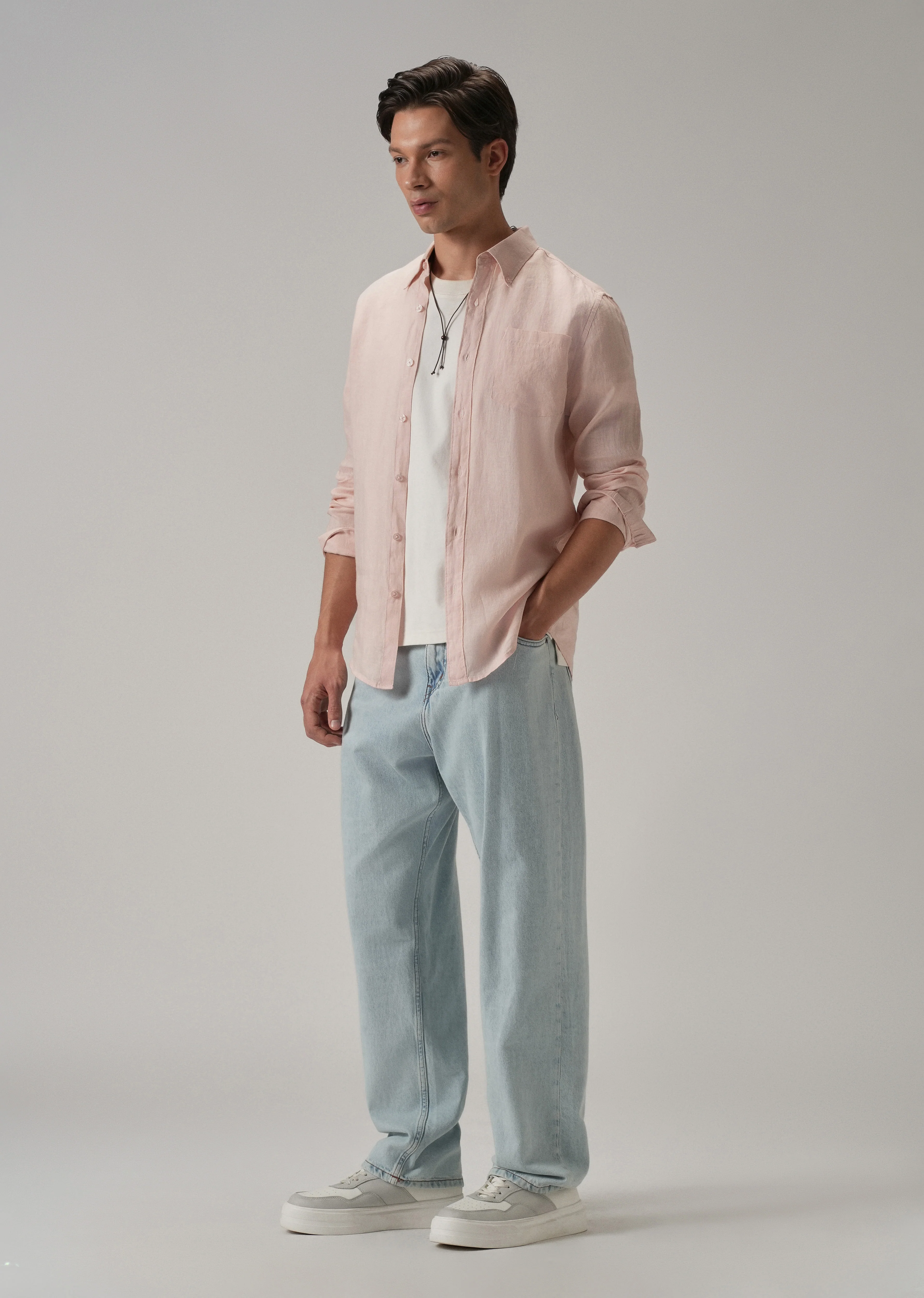 100% Pure Pink Linen Shirt - Image 6