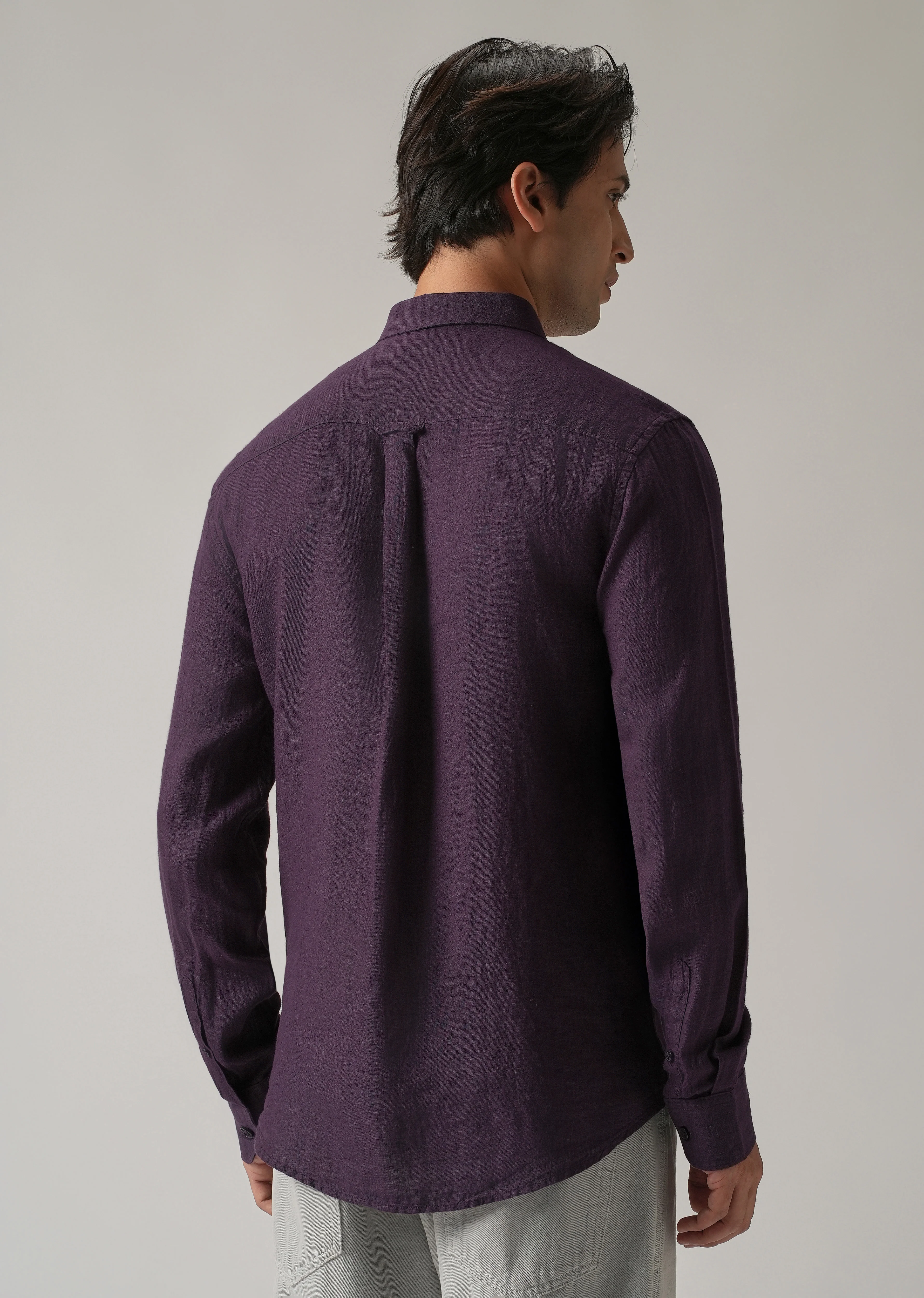 100% Pure Violet Linen Shirt - Image 3