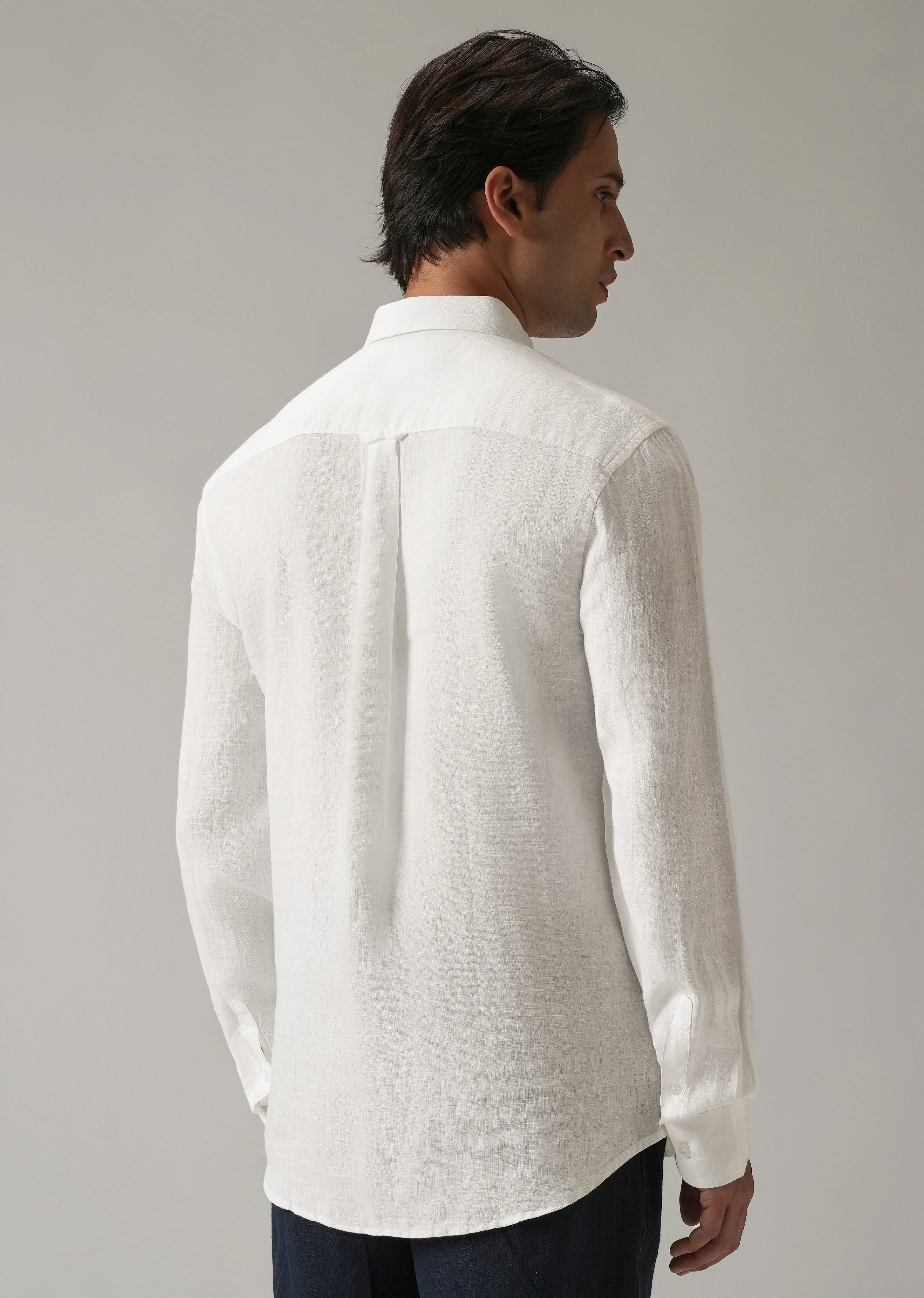 100% Pure White Linen Shirt - Image 3