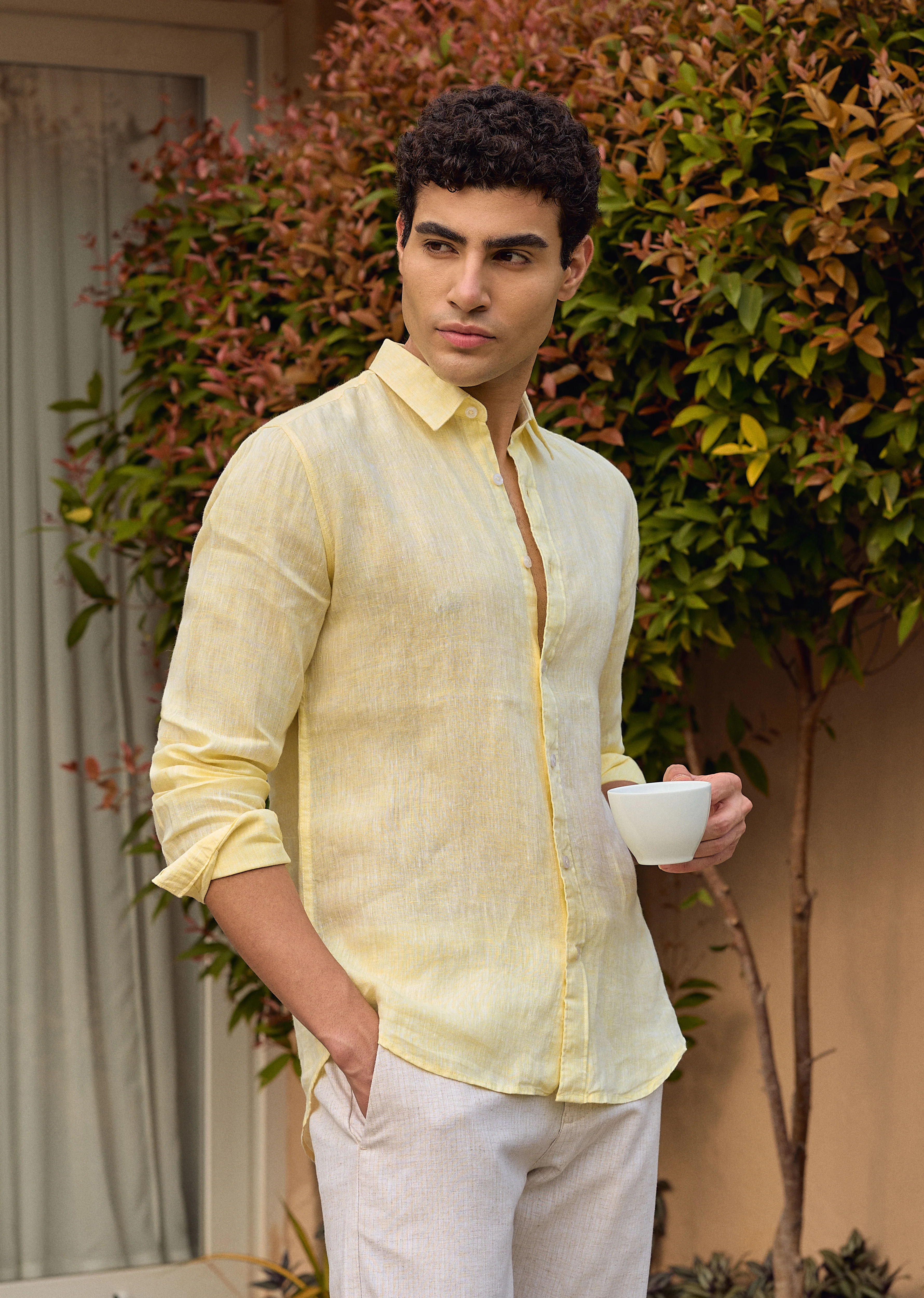 100% Pure Yellow Linen Shirt - Image 2