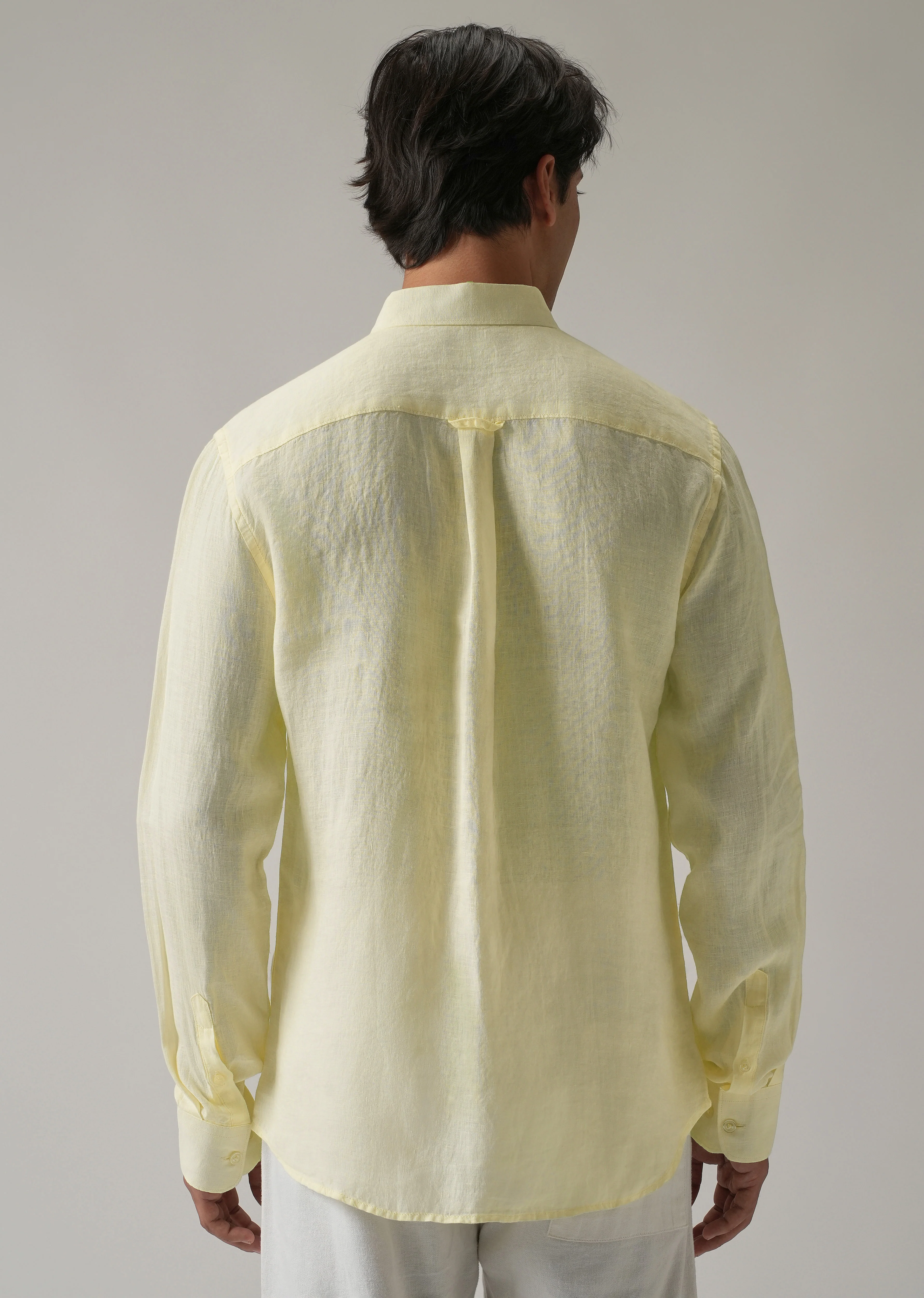 100% Pure Yellow Linen Shirt - Image 3