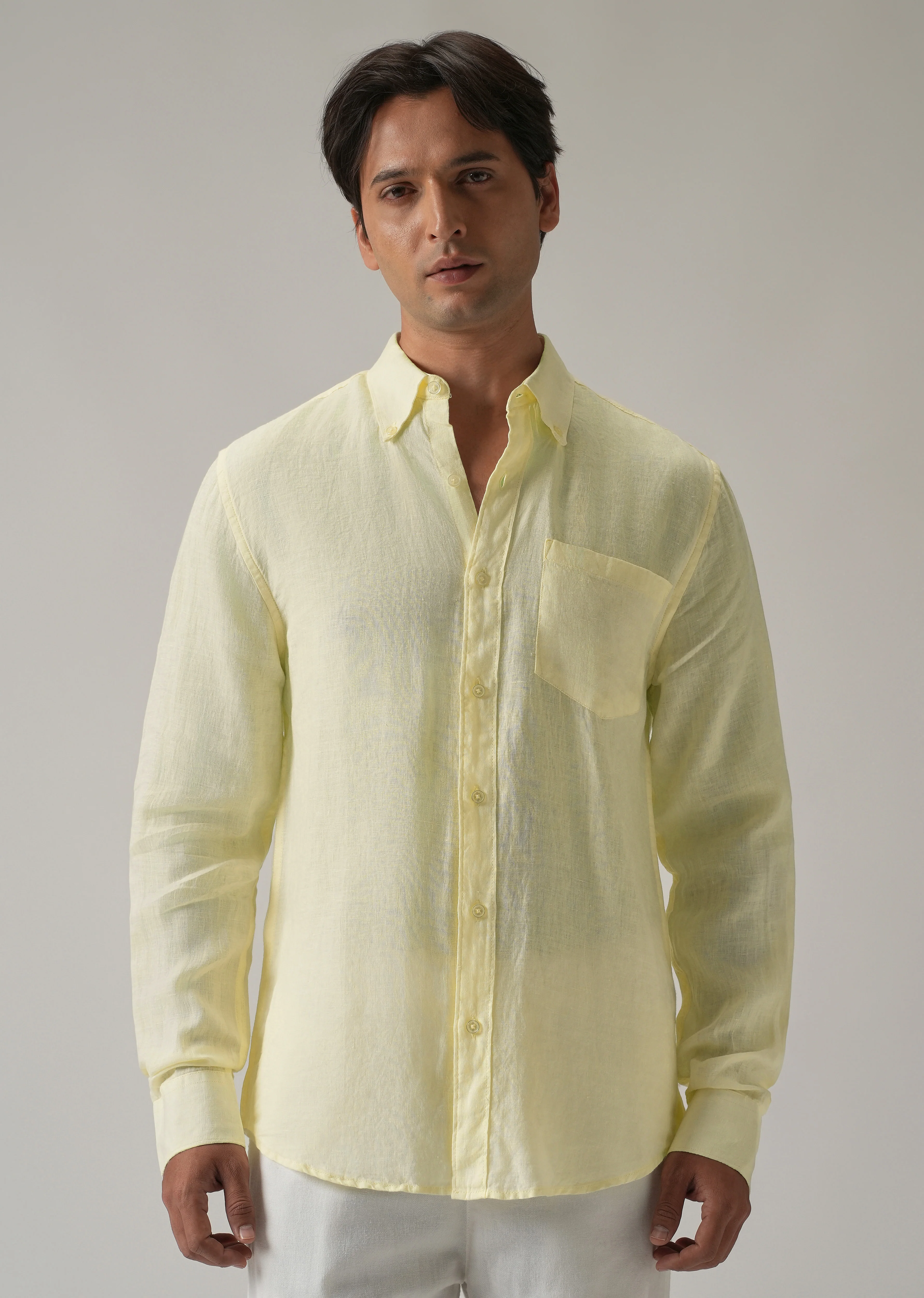 100% Pure Yellow Linen Shirt - Image 4
