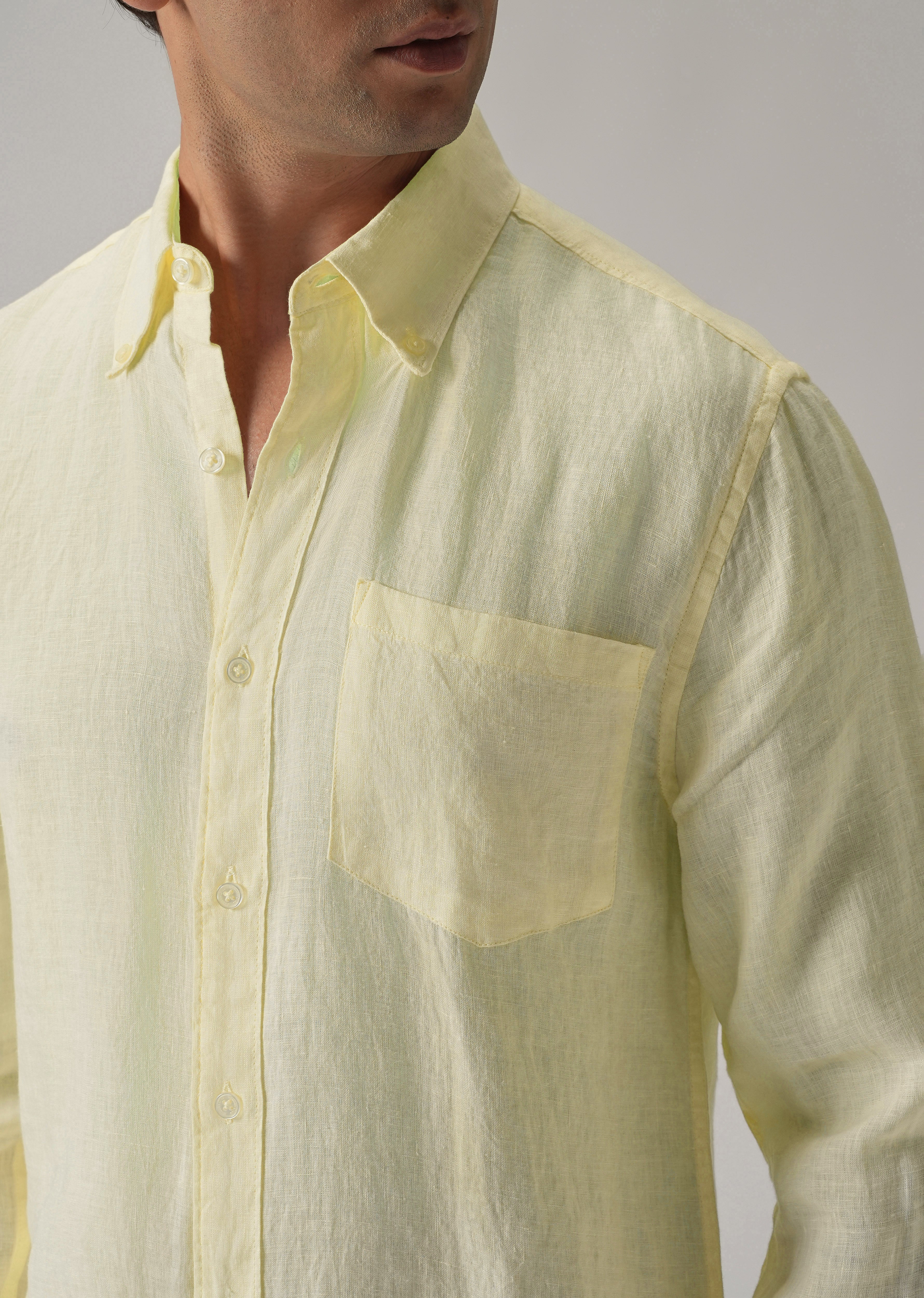 100% Pure Yellow Linen Shirt - Image 6