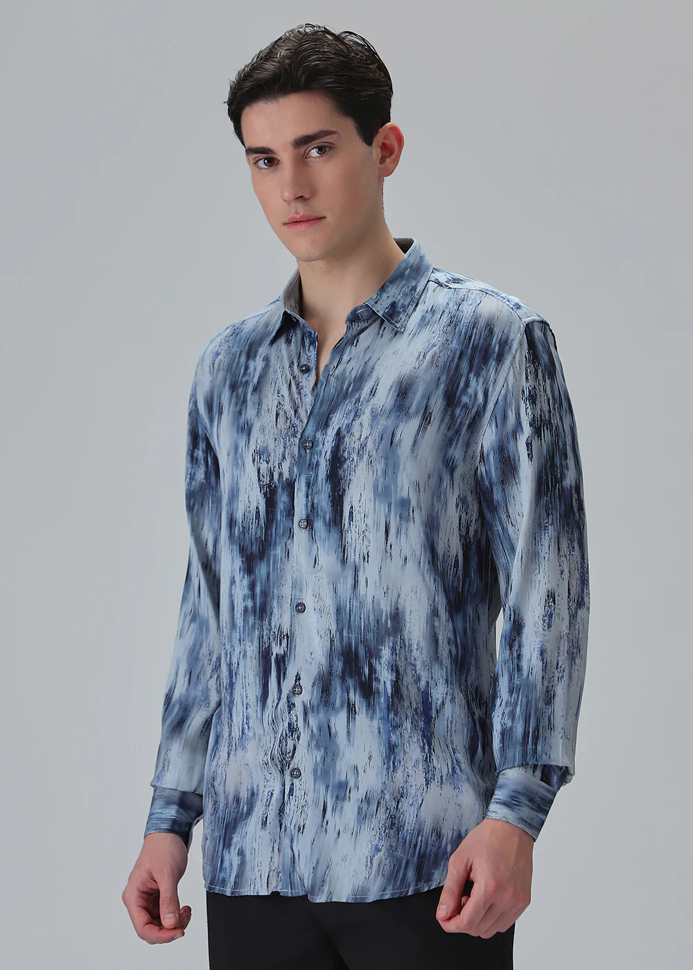 Abstract Blue Printed Shirt - Image 4