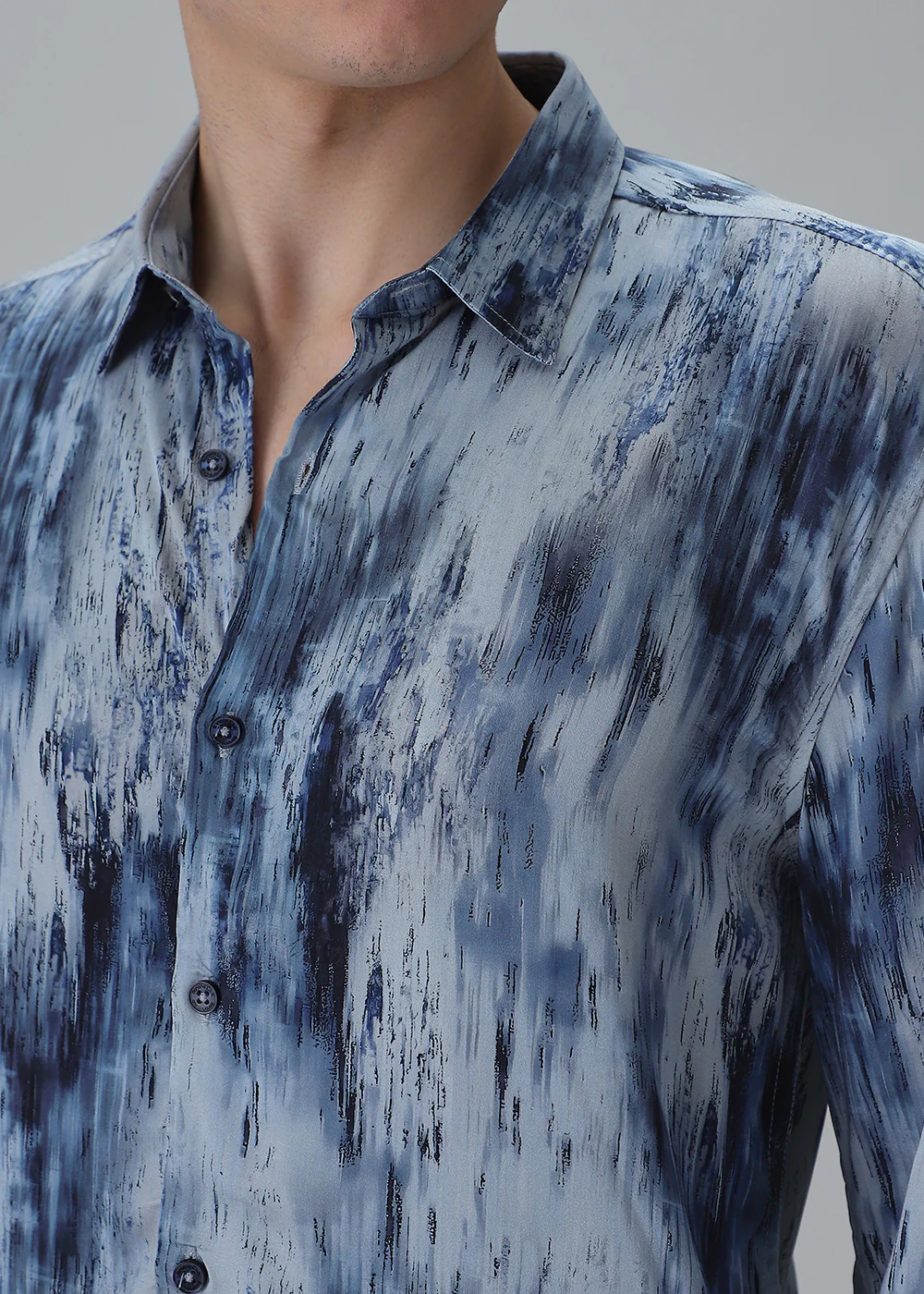 Abstract Blue Printed Shirt - Image 5