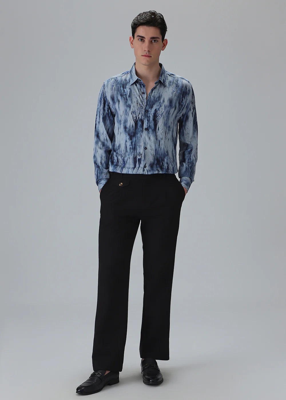 Abstract Blue Printed Shirt - Image 6