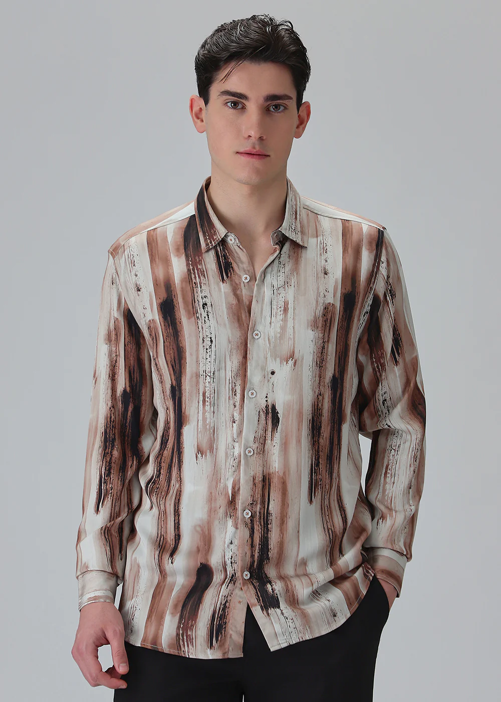 Abstract Brown Printed Shirt - Image 3