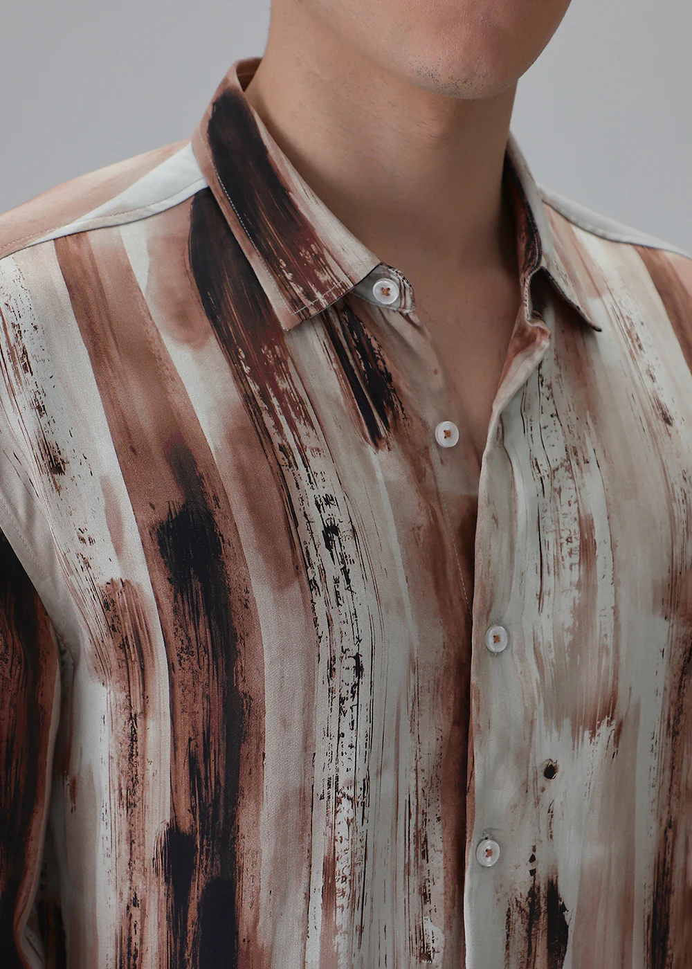 Abstract Brown Printed Shirt - Image 5