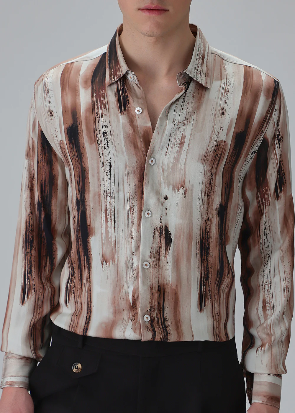 Abstract Brown Printed Shirt - Image 7