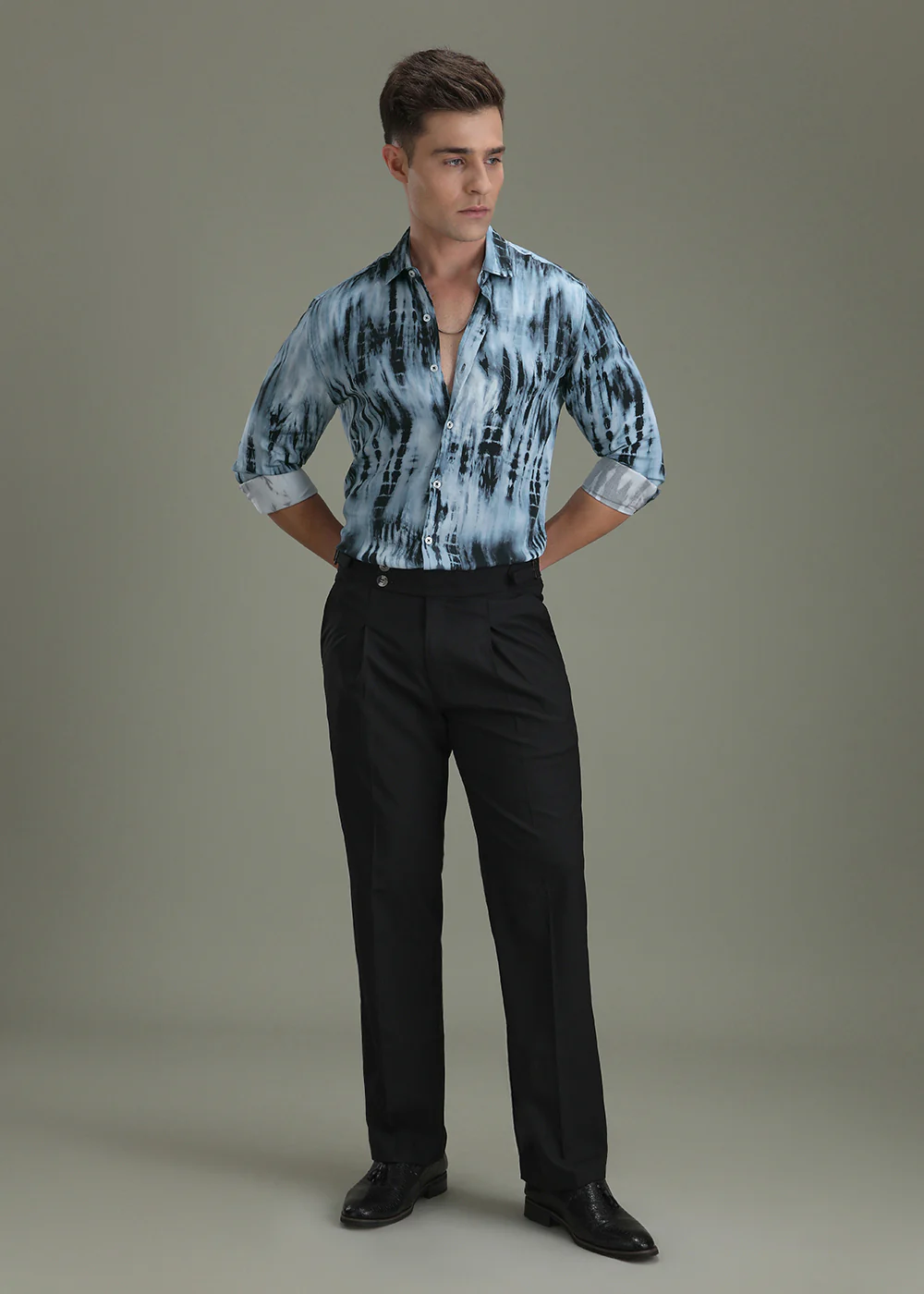 Abstract Dark Blue Printed Shirt - Image 6