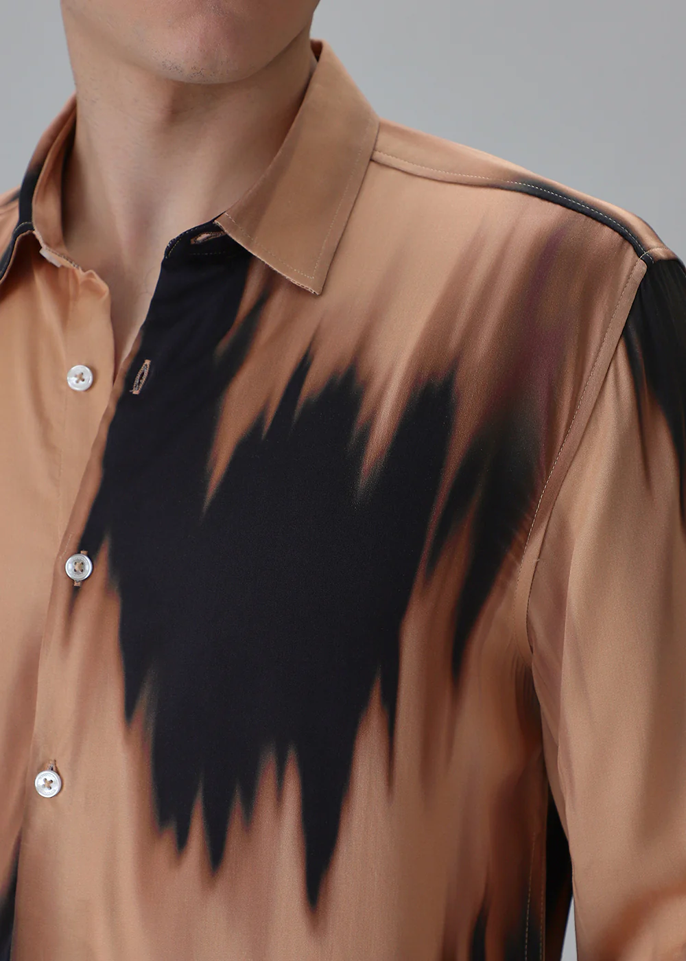 Abstract Dark Peach Printed Shirt - Image 5